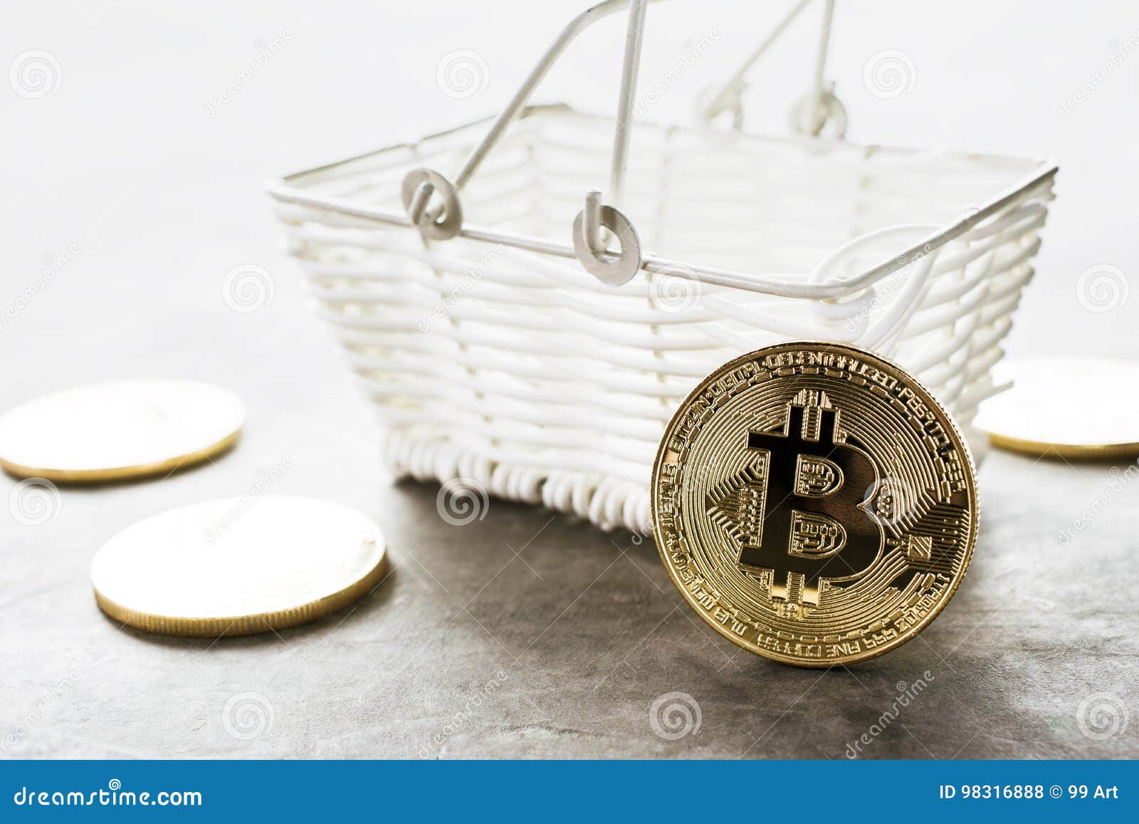Golden Bitcoin Coin With Shopping Basket Crypto Currency ...