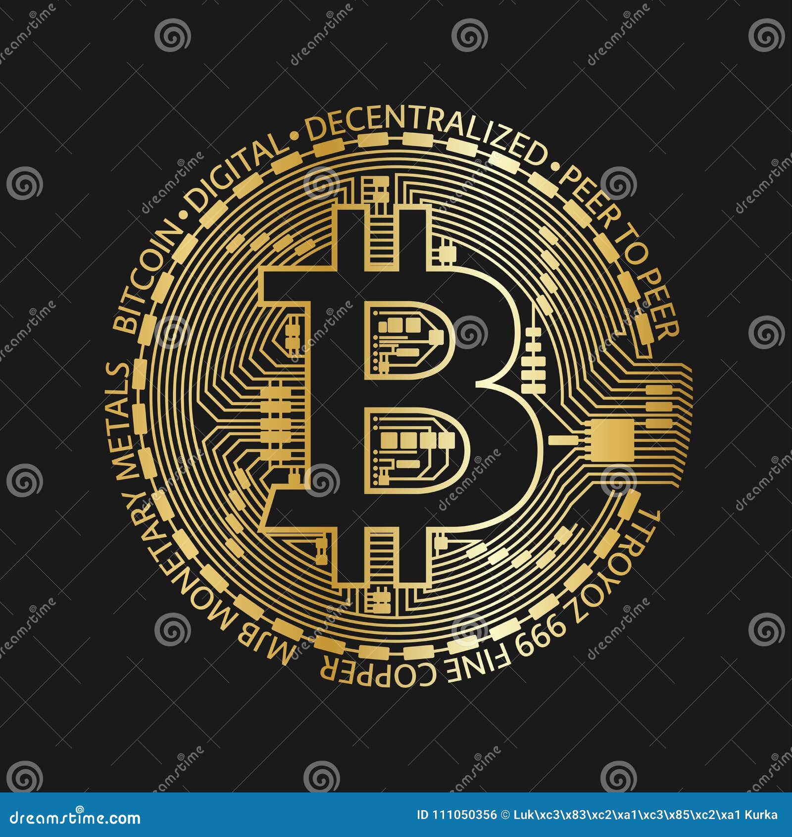 Golden Bitcoin Coin, Vector Crypto Currency Golden Symbol Stock Vector ...