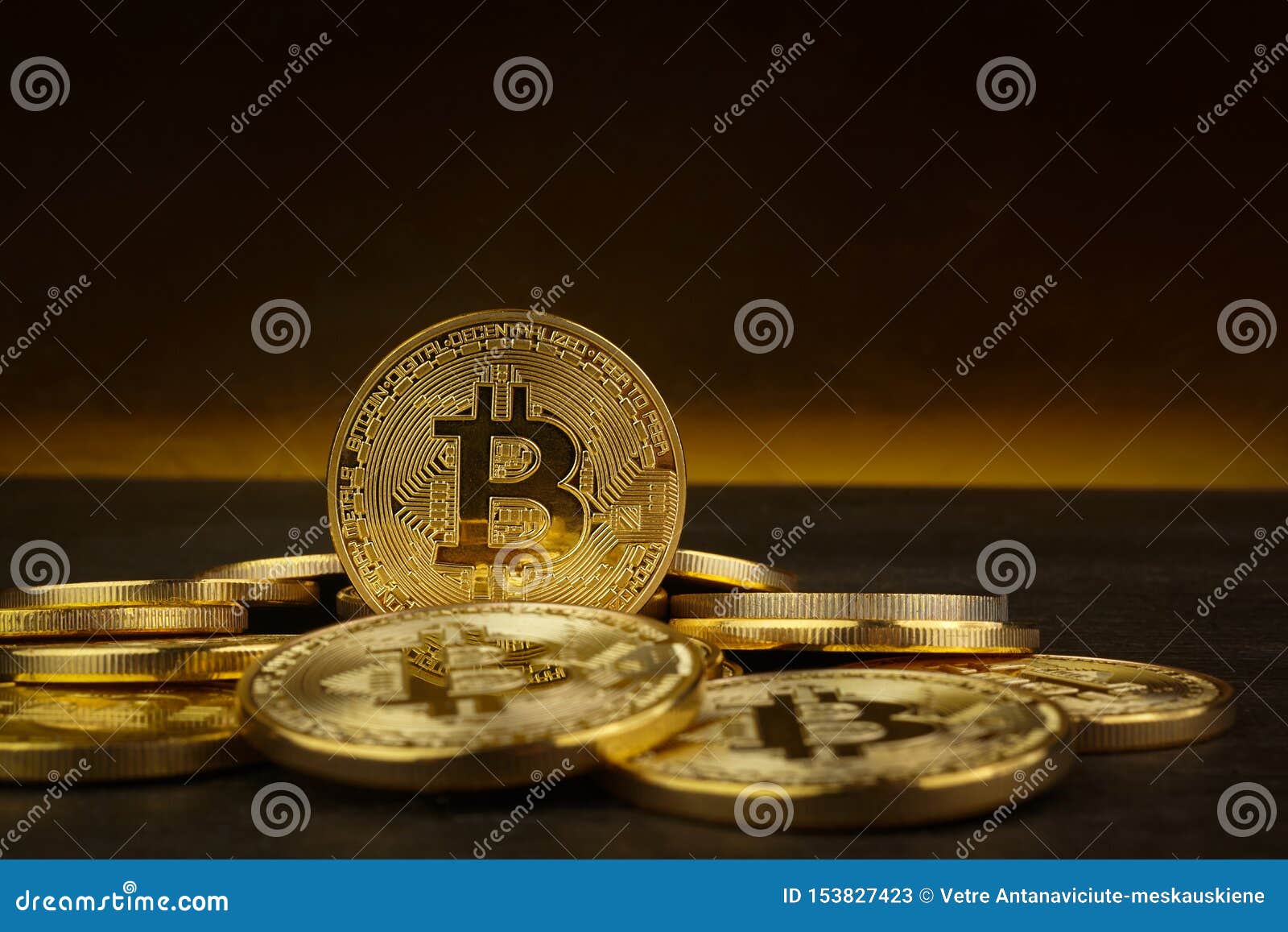 Golden Bitcoin On Dark Backround. New Virtual Money ...