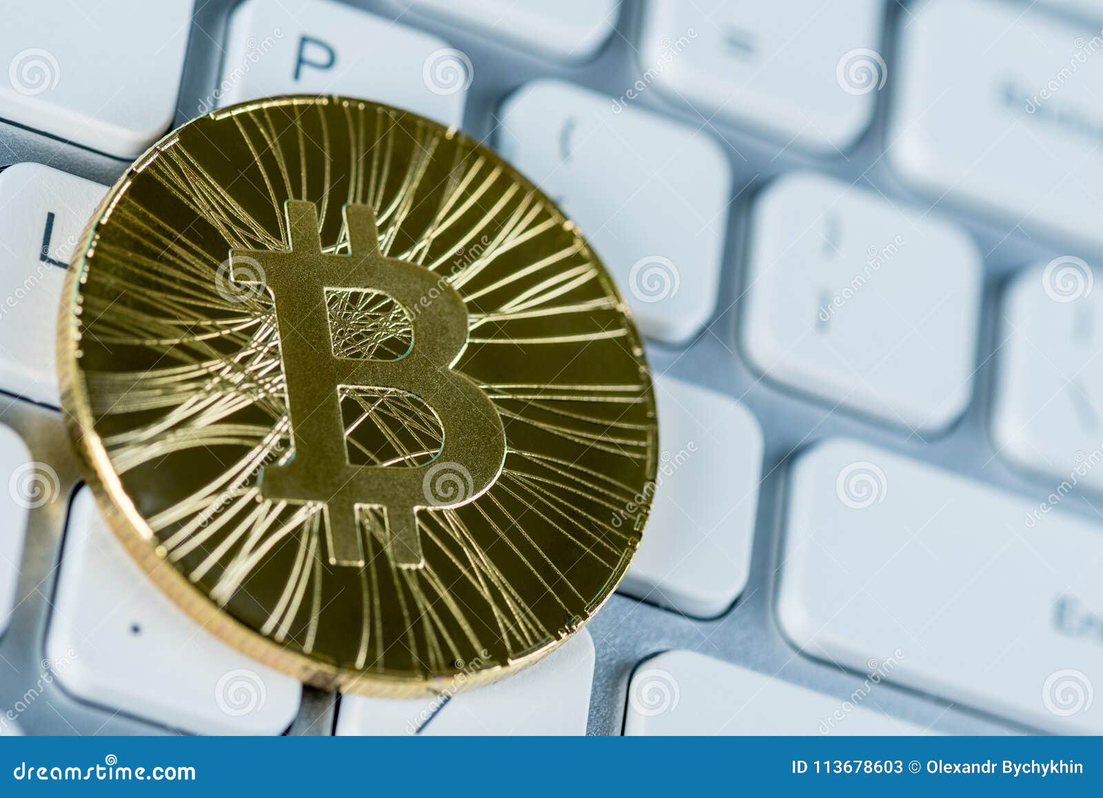 Golden Bitcoin At Keyboard, Macro View Background The Most ...