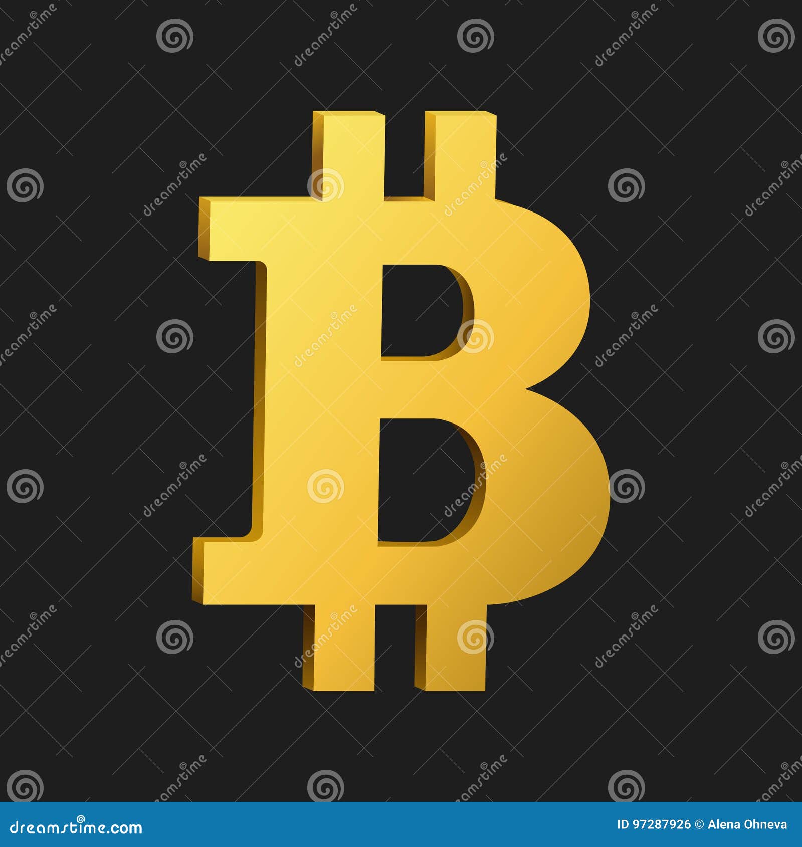 Golden Bitcoin Symbol Isolated On Black Background. Stock Vector
