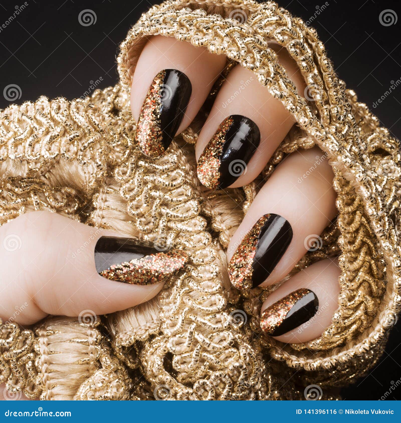 Black & Gold nail idea. | Black gold nails, Gold nails, Matte nails design