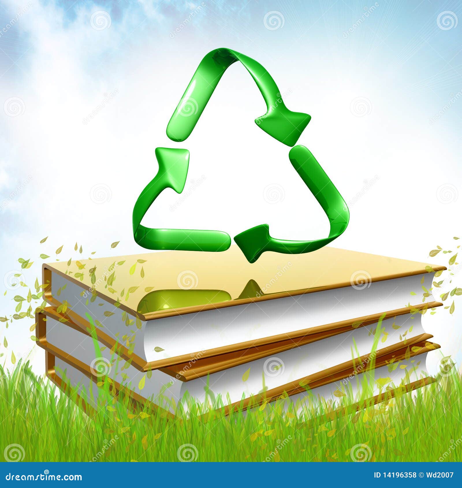 Golden books about recycle stock illustration. Illustration of info