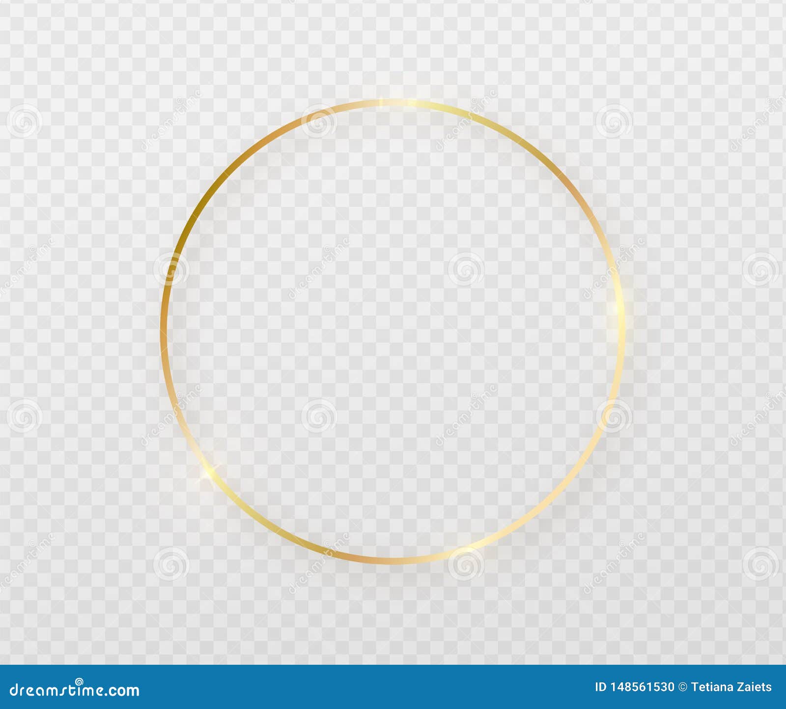 Gold Foil Circle Frames Round Metallic Circle Elements Frame Clipart
