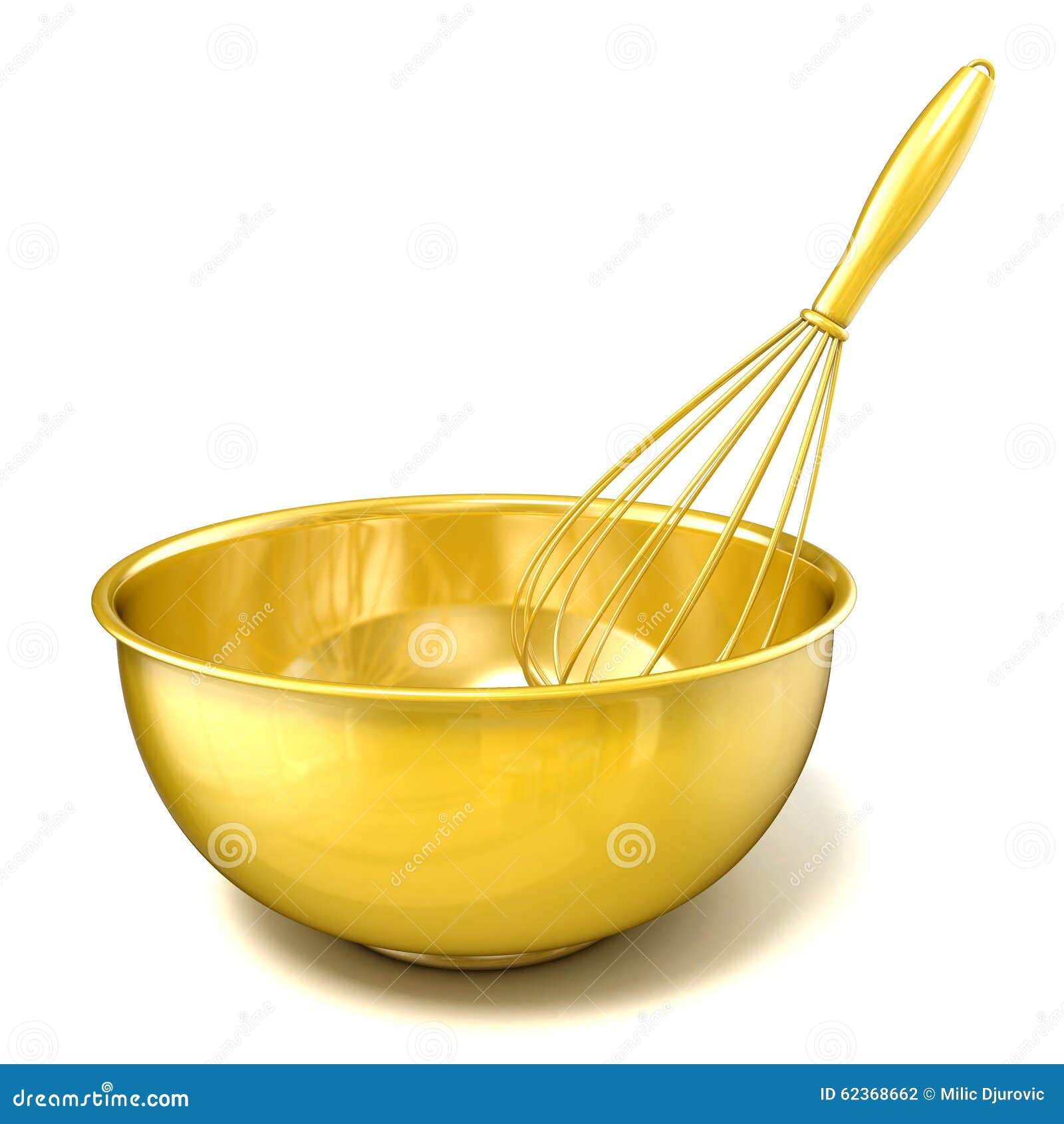 Golden Bowl With A Wire Whisk. 3D Rendering Stock Illustration Image 62368662