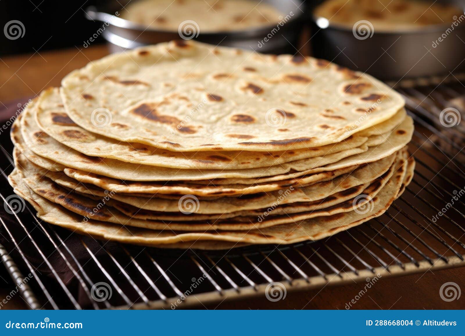 Goldenbrown Cooked Tortillas on a Cooling Rack Stock Photo Image of