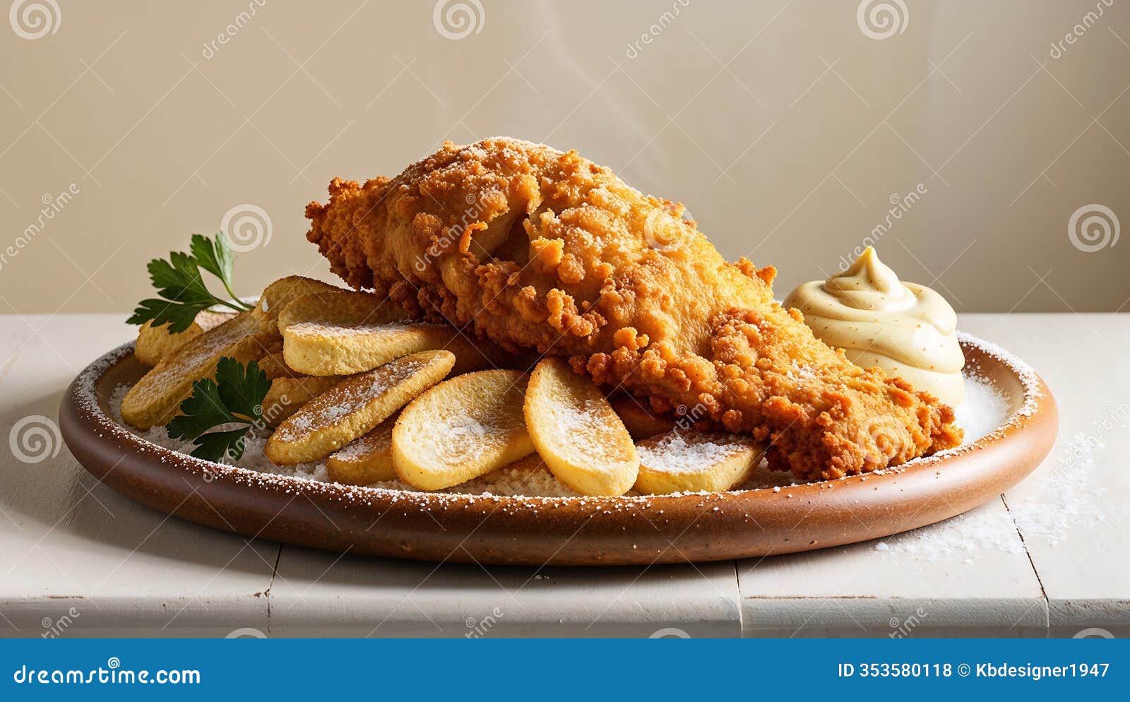 golden brown crispy fish and salted chips