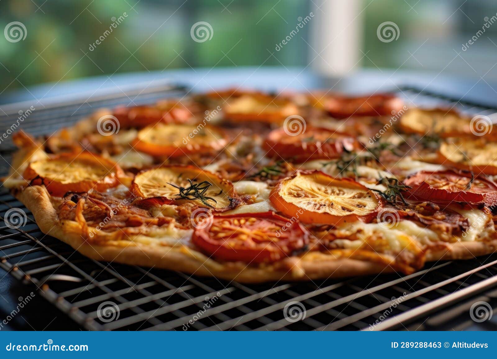 Golden Brown Pizza on a Cooling Rack Stock Image Image of cheese