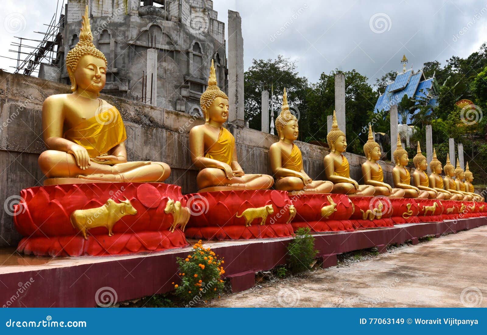 Golden Buddha stock image. Image of manynlined, idolatry 77063149