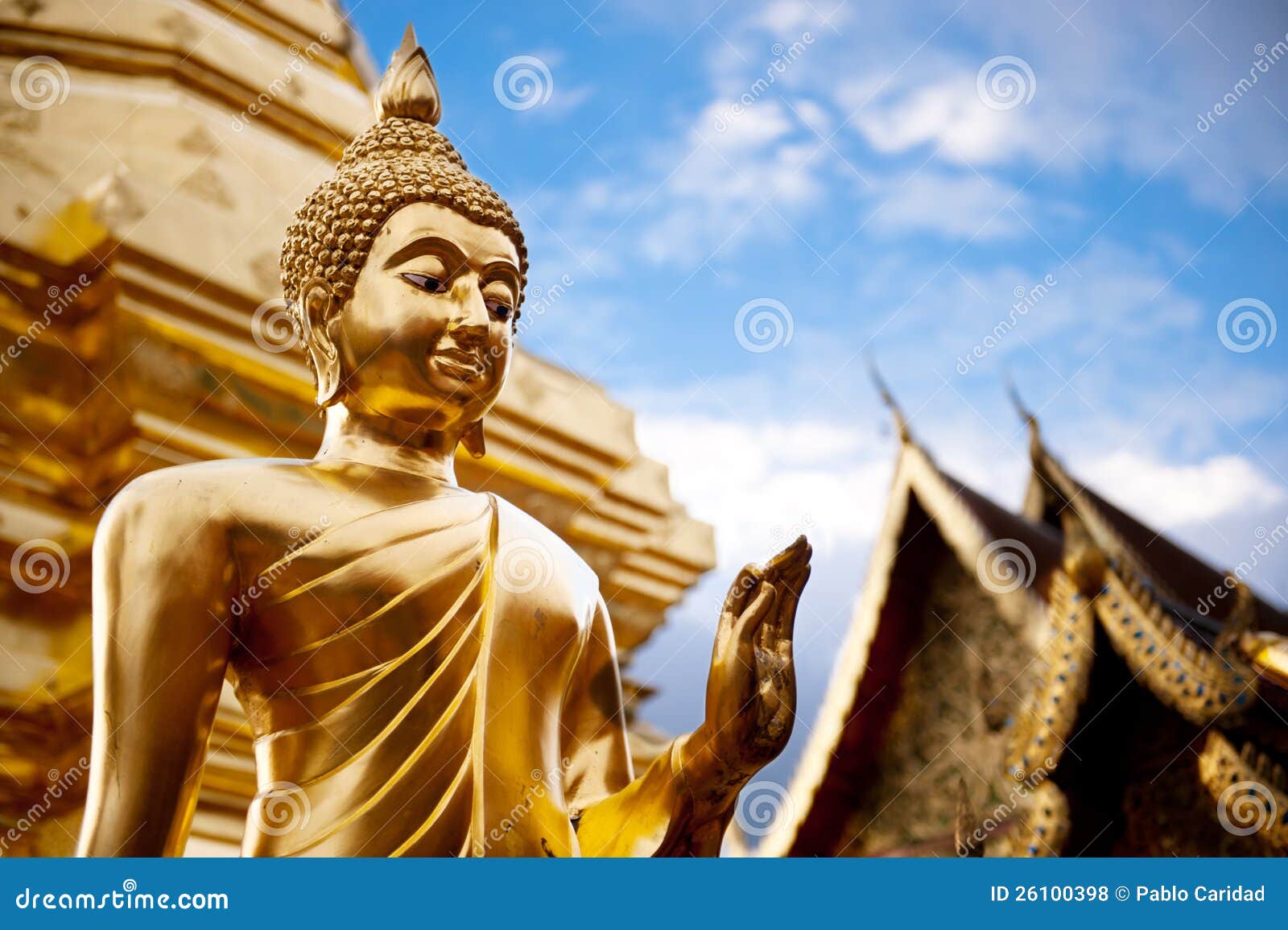 golden buddha statue in thailand buddha temple.