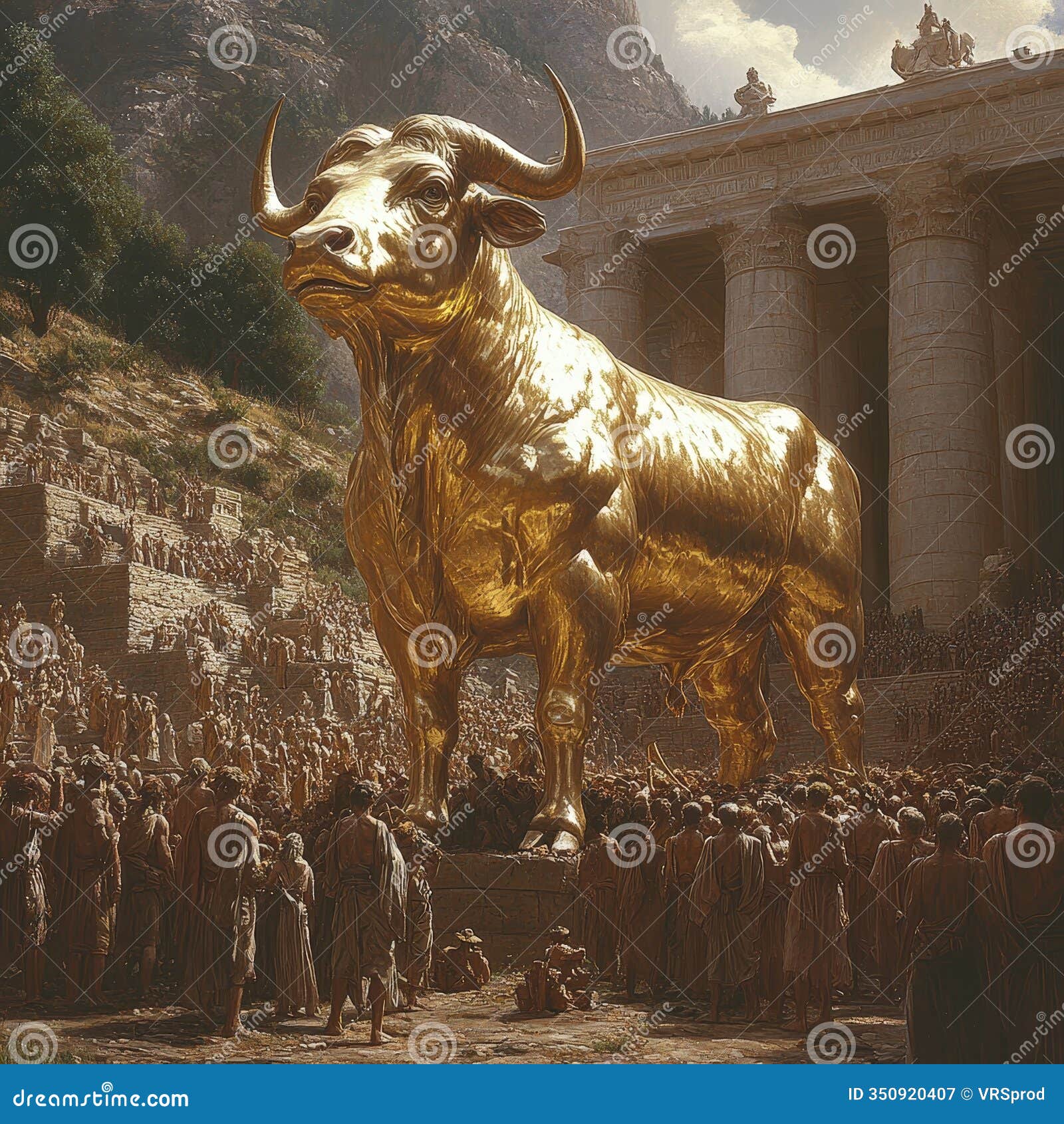 golden bull statue in classical temple
