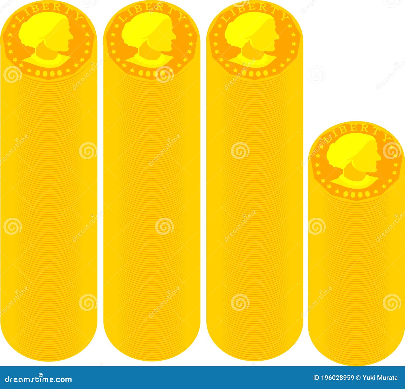 Golden Bundle of US American 100 Cent Coin Stock Vector - Illustration ...