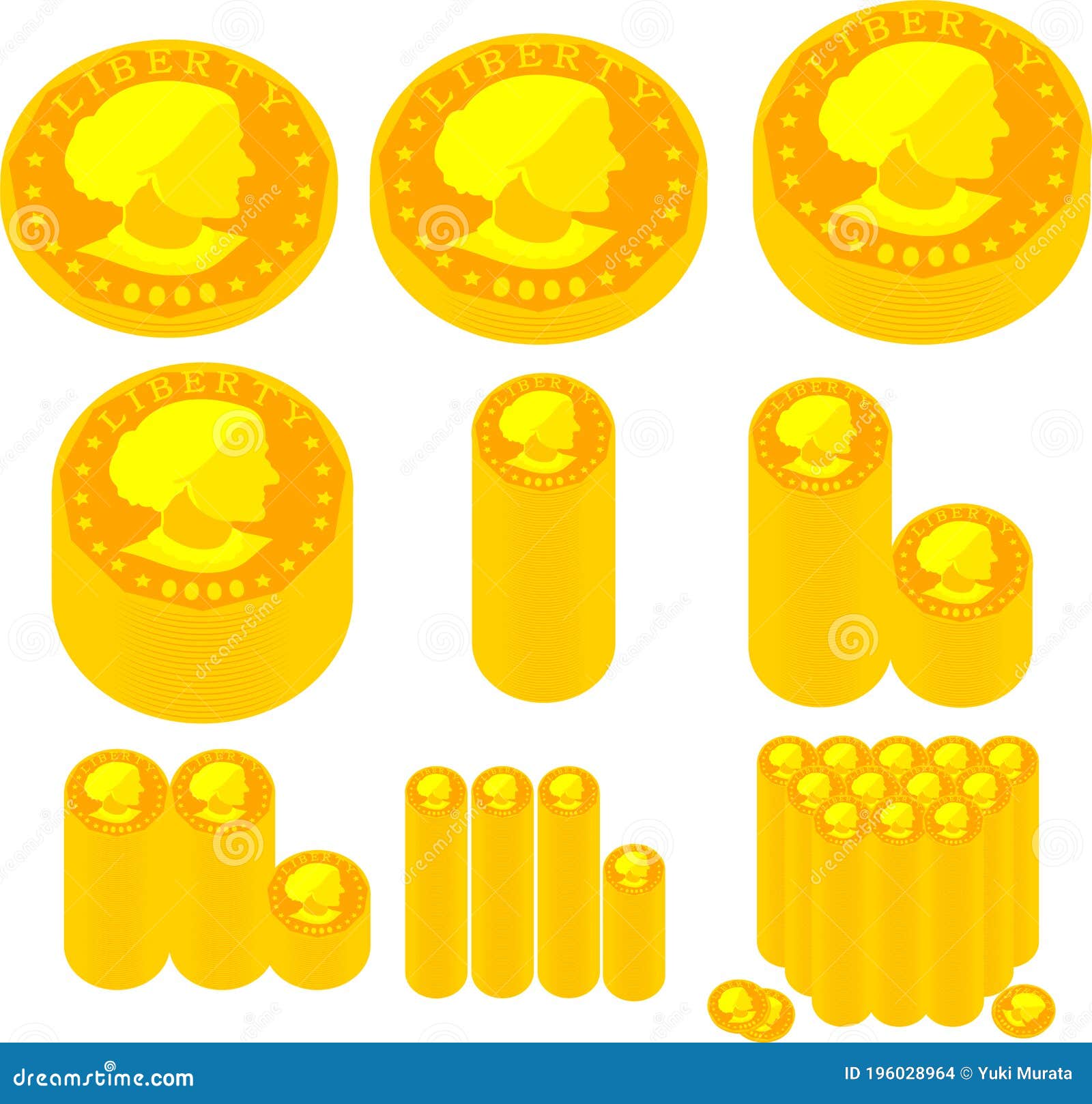 Golden Bundle of US American 100 Cent Coin Set Stock Vector ...
