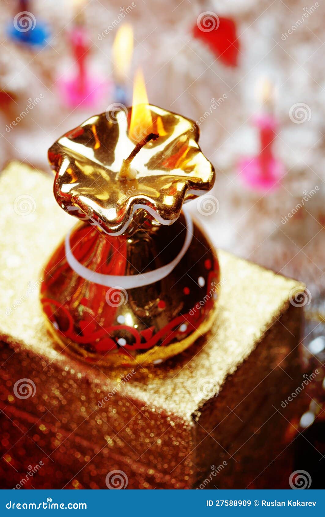 Golden candle. stock image. Image of holiday, celebration 27588909