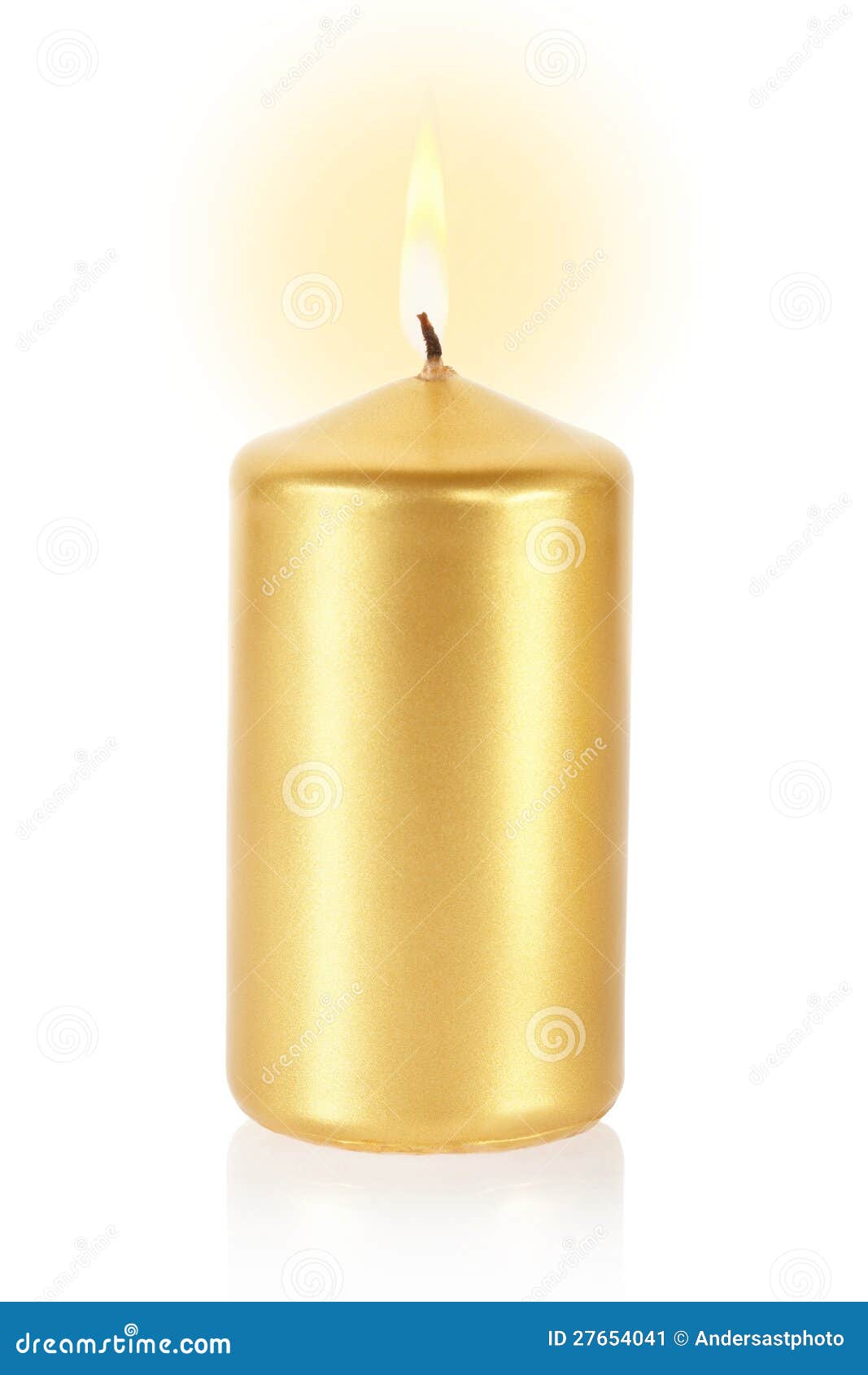 Golden candle on white stock image. Image of decorative 27654041