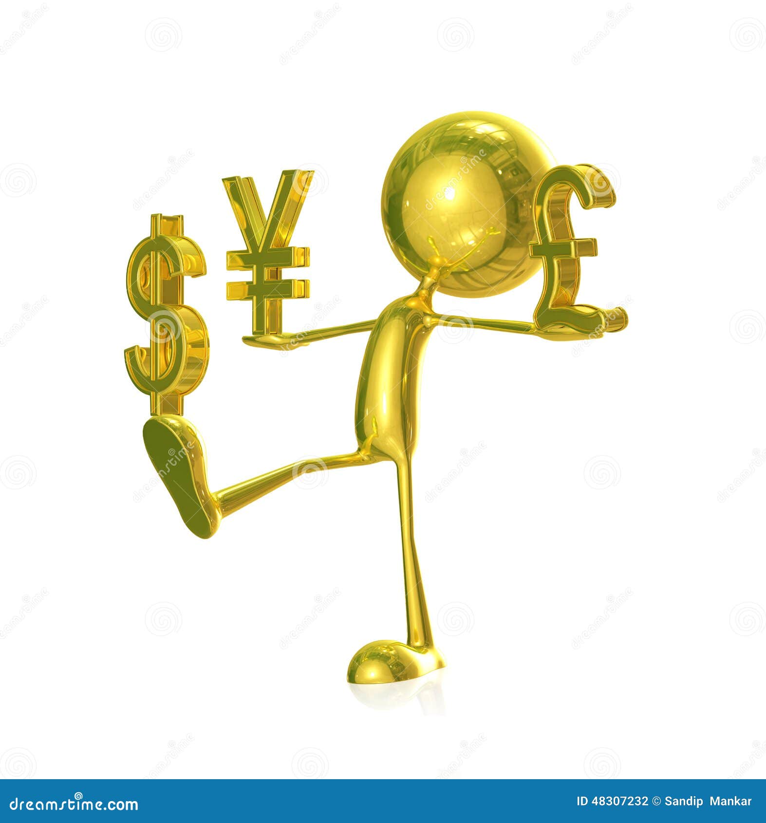 Golden Character with Yan Dollar and Pound Sign Stock Illustration -  Illustration of marketing, little: 48307232