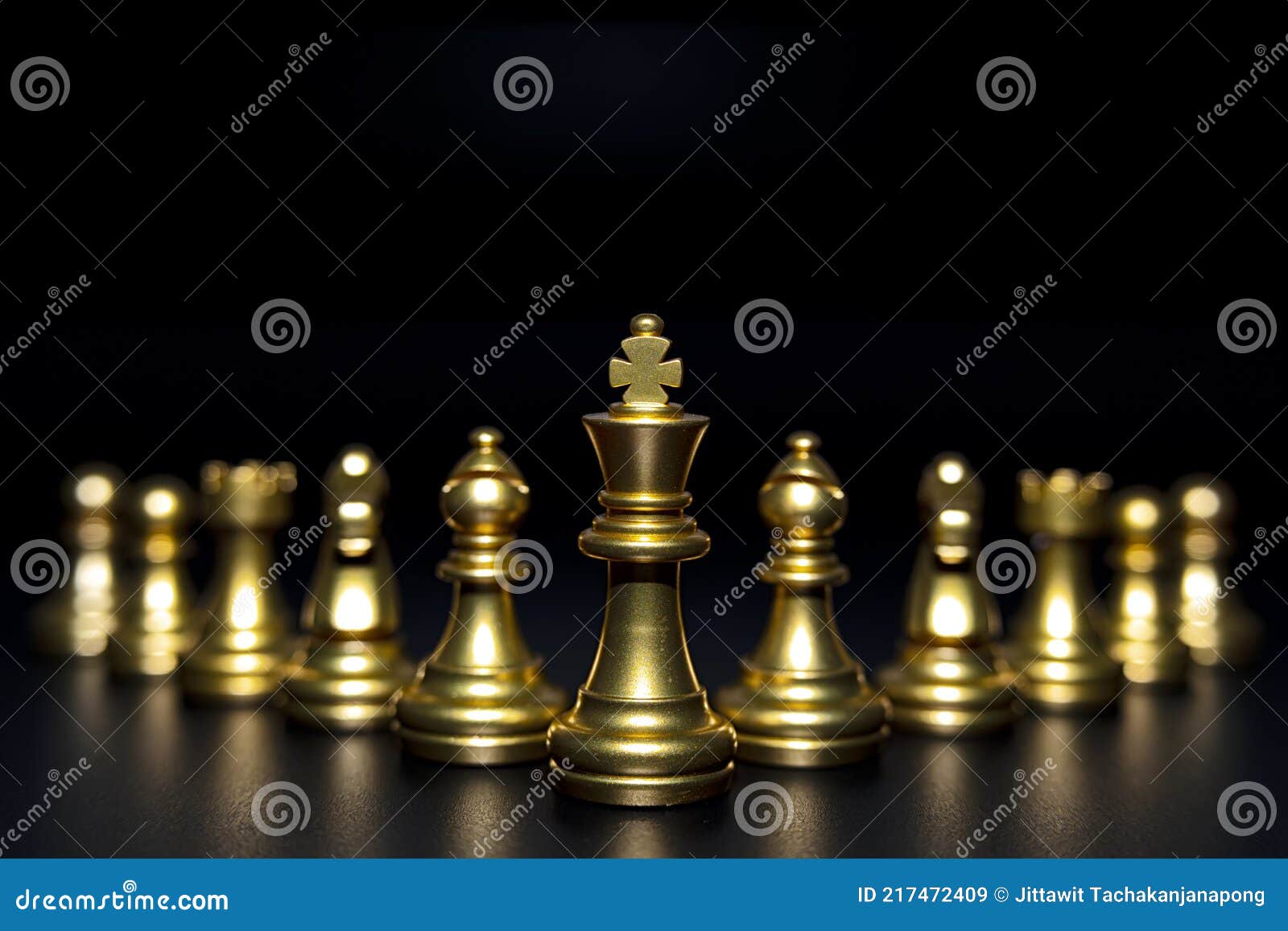 Set of luxury golden chess pieces isolated on white background