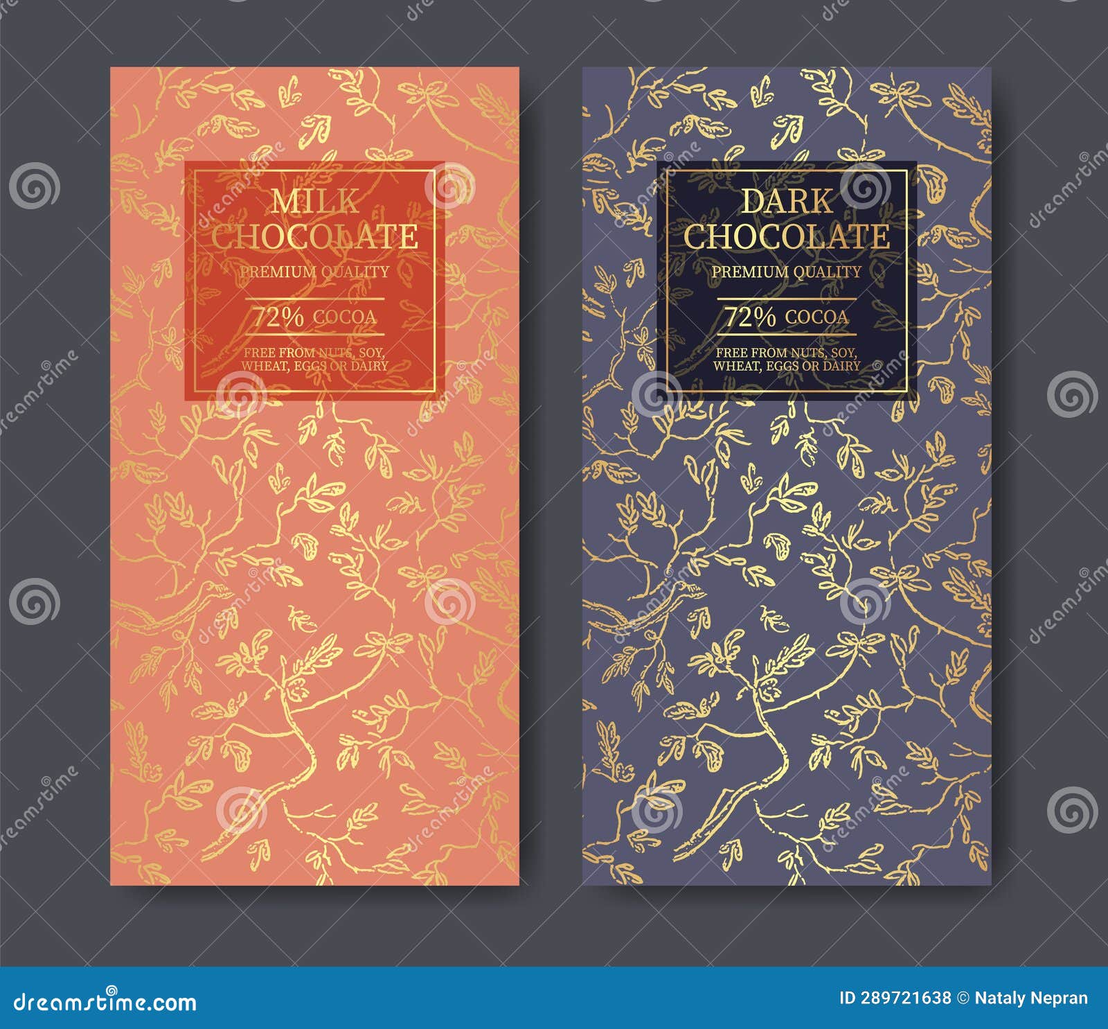 Golden Chocolate Package Design for Branding. Rendy Luxury Product