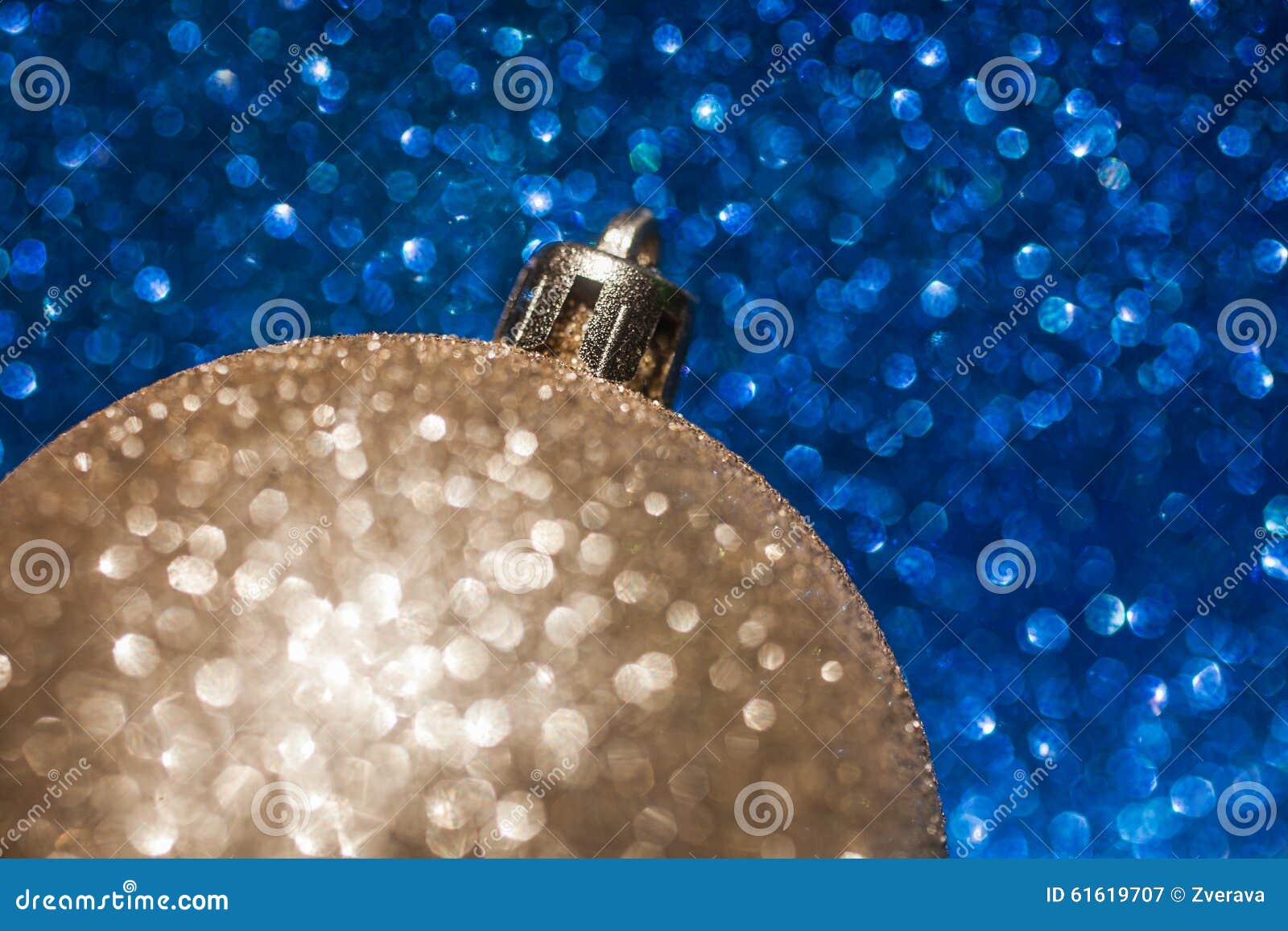 Golden Christmas Ball on Blue Glitter Background Stock Image - Image of ...