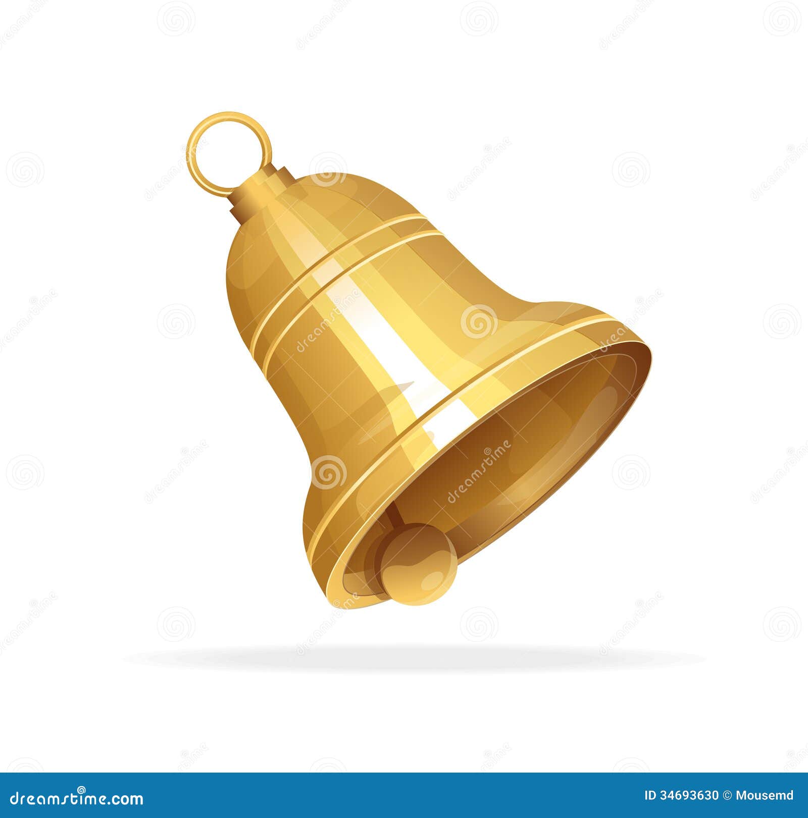 Golden Christmas Bell On White Background Stock Photo 