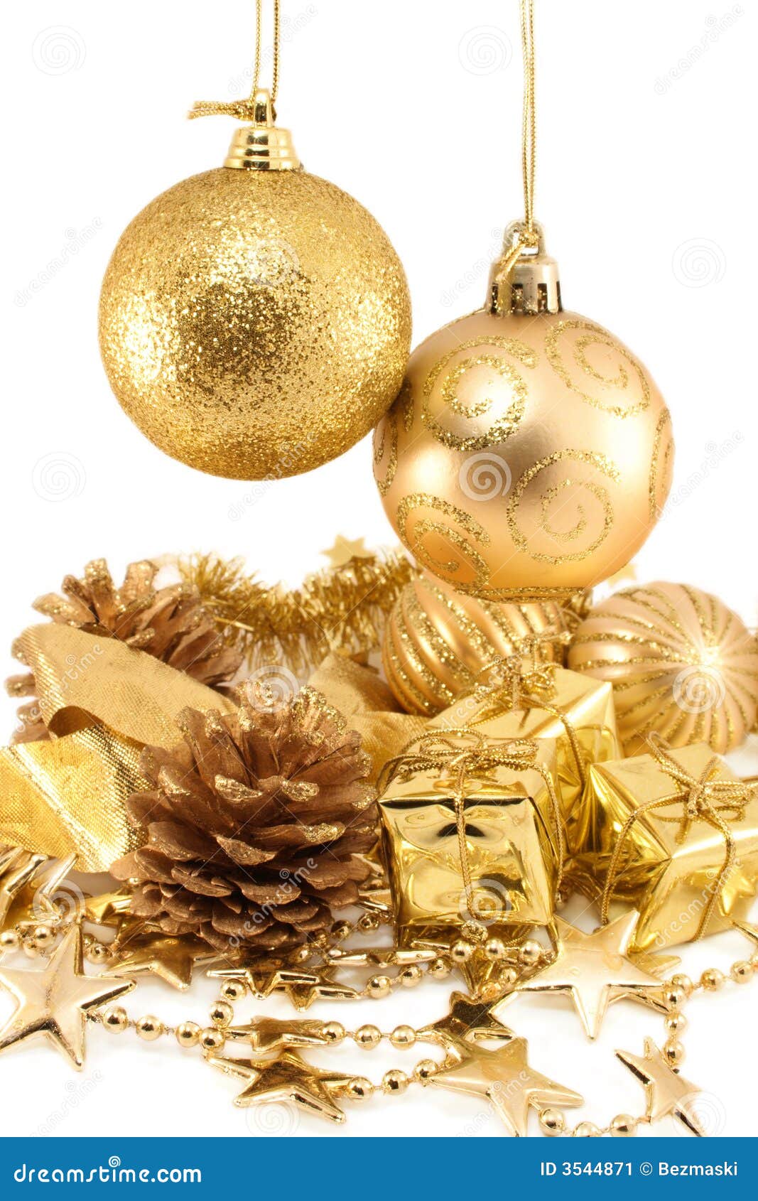 Golden Christmas Decoration Stock Image - Image of assortment ...