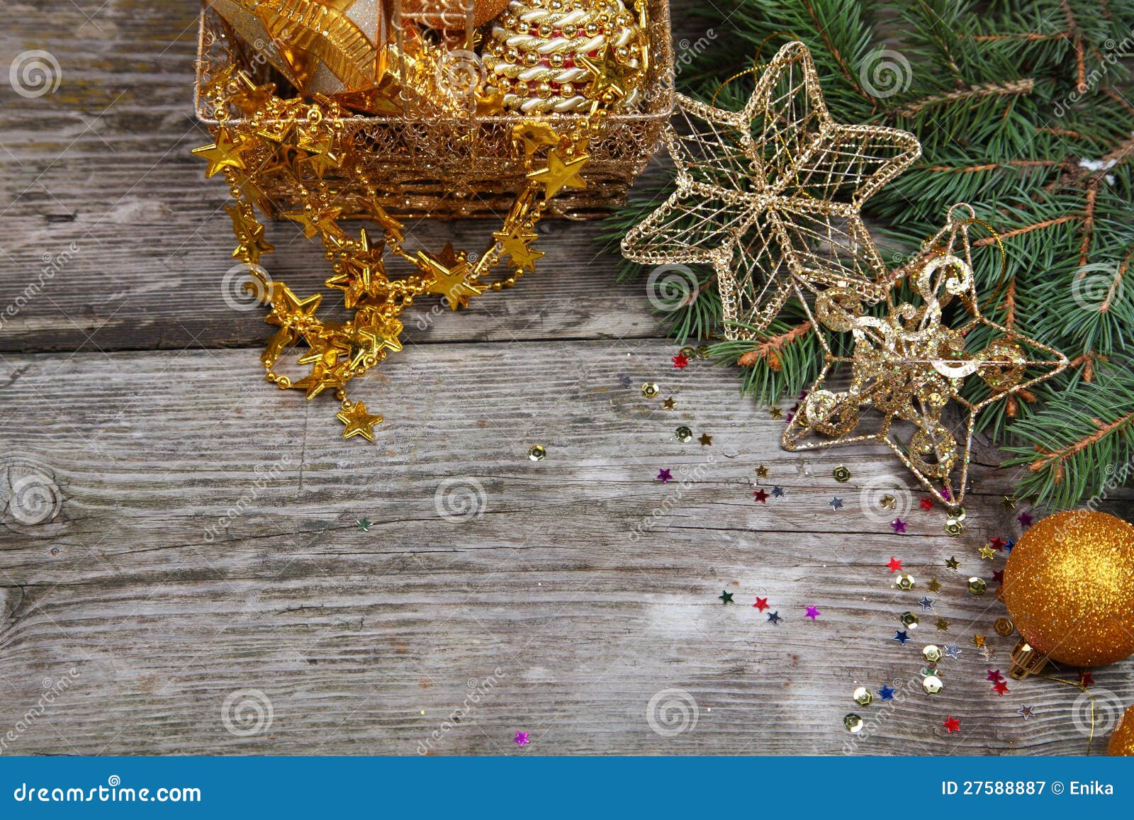 Golden Christmas Decorations Stock Image - Image of decoration, symbol ...