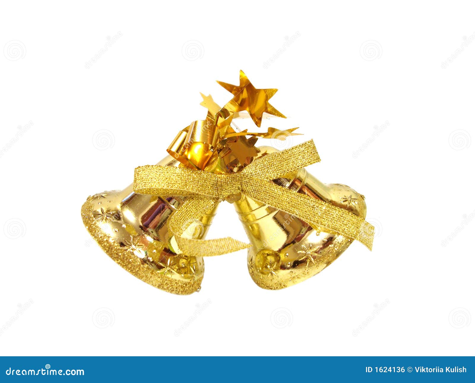 Golden Christmas Handbell on White Background Stock Photo Image of holiday, bell 1624136