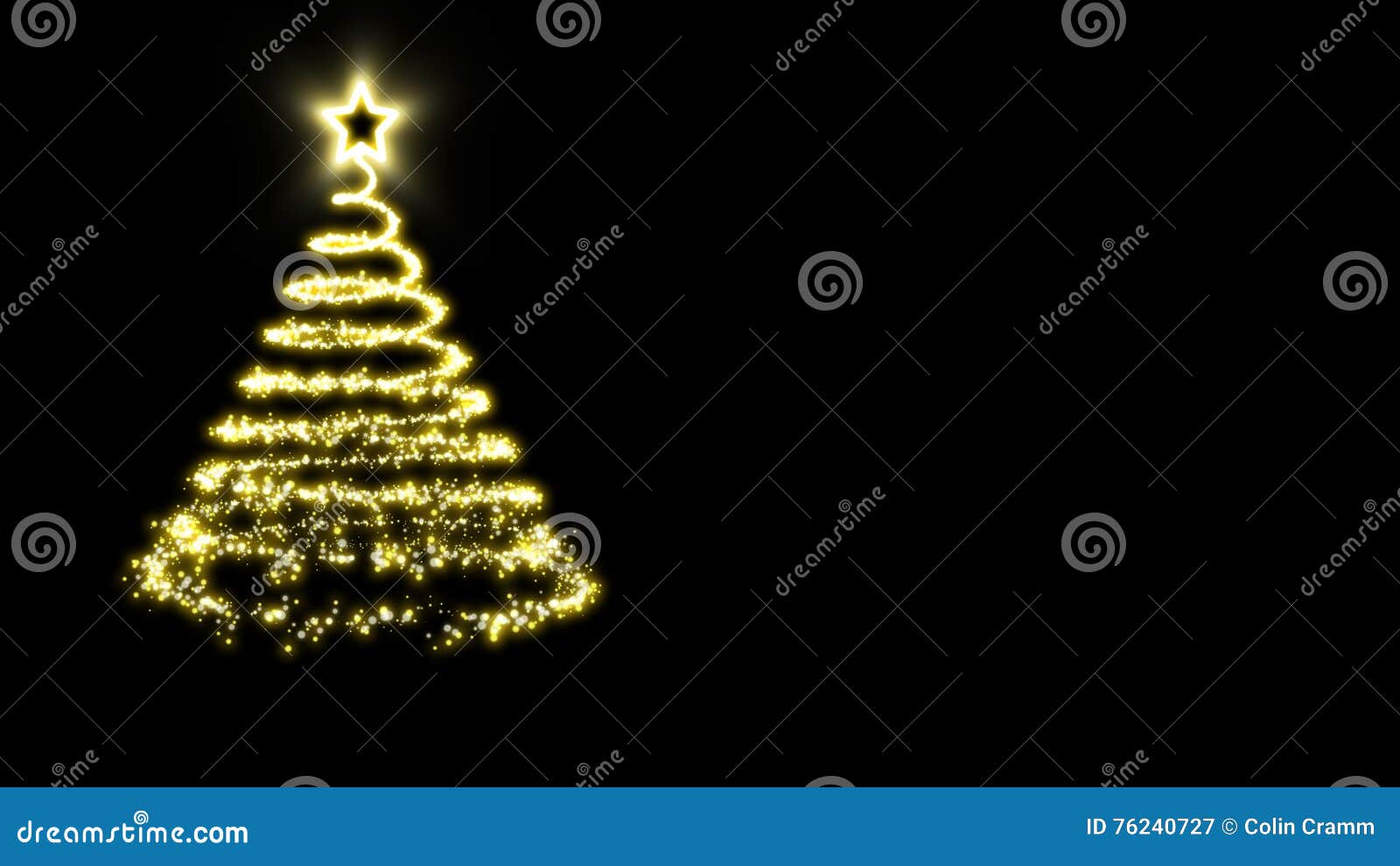 Golden Christmas Tree on a Black Background Stock Image Image of