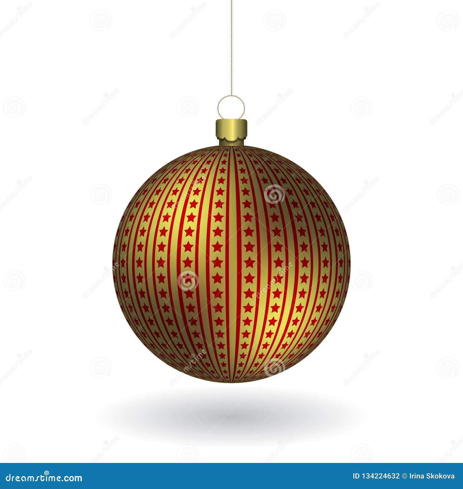 golden christmass ball hanging on a golden chain