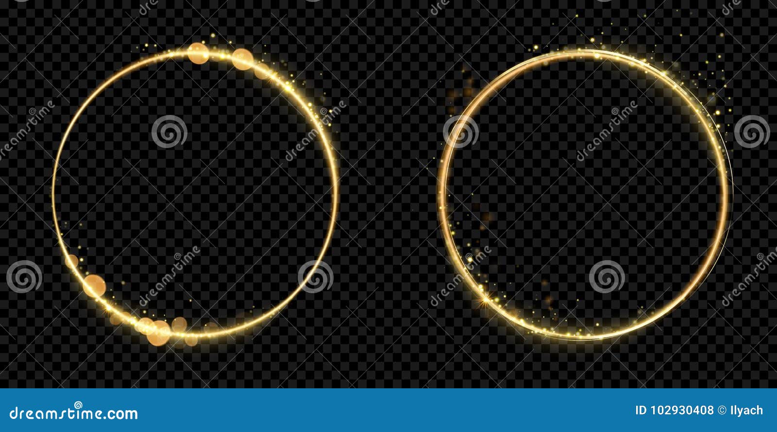 golden circle frame gold glitter light particles  shiny sparkling black background