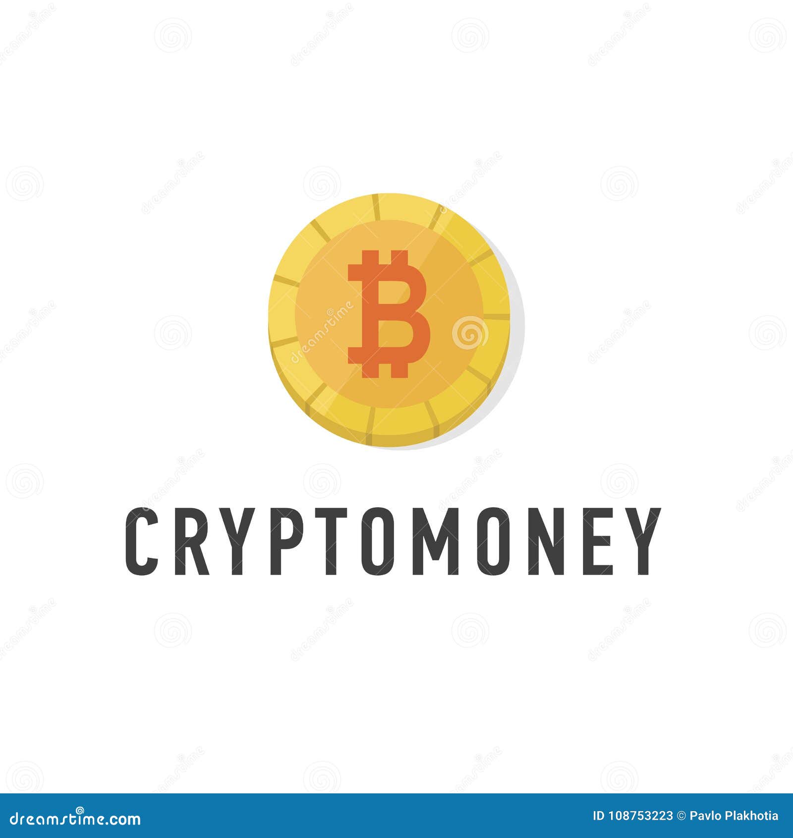 Golden Coin With Bitcoin Sign Flat. Web Money Symbol ...