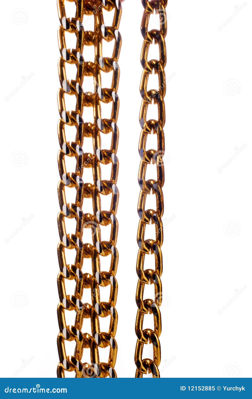 Golden Coloured Metal Chain Isolated on White Stock Image Image of
