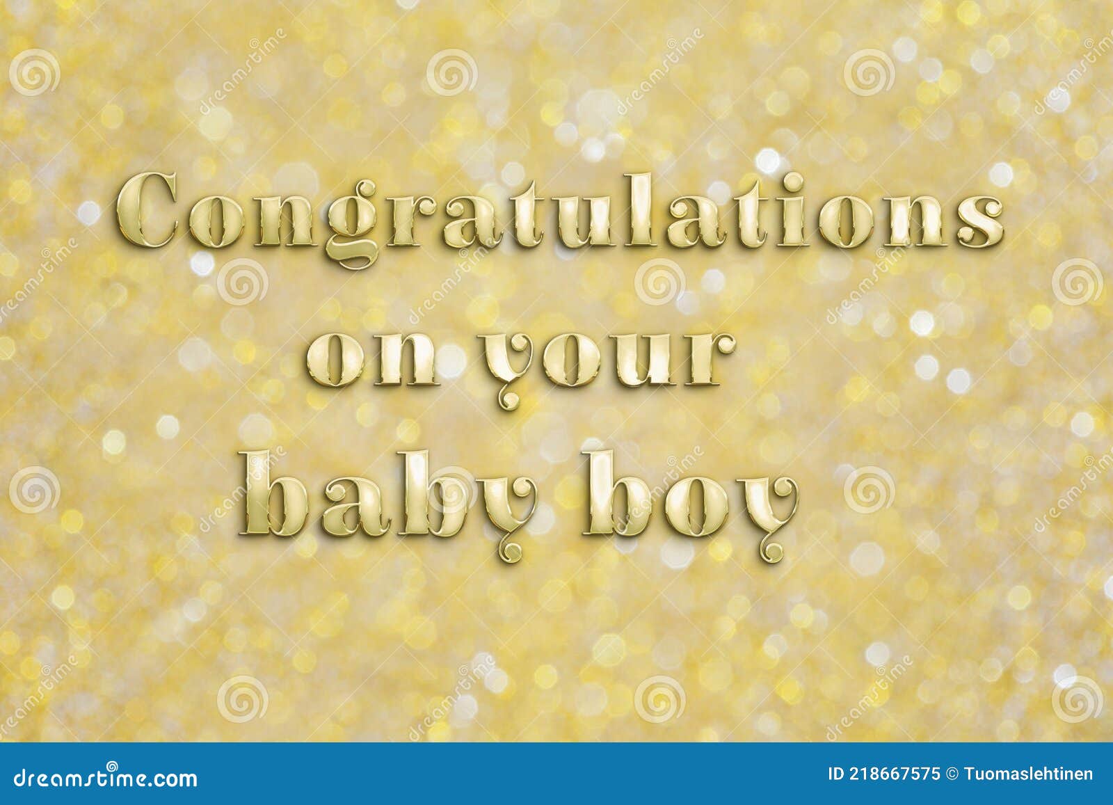 Golden `Congratulations on Your Baby Boy` Text on Festive ...
