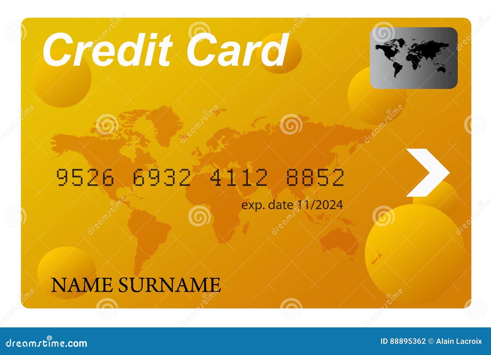 Golden credit card stock illustration. Illustration of banking 88895362