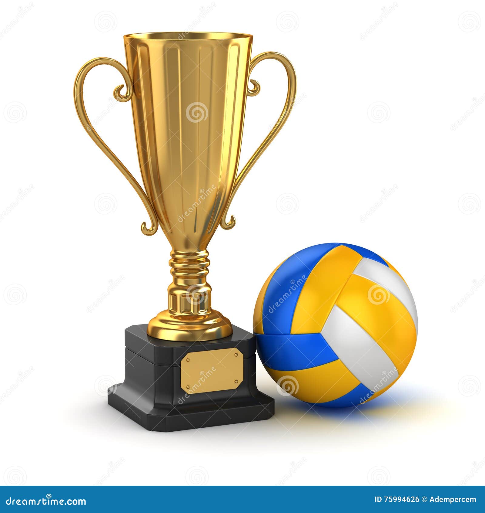 Golden cup and volleyball stock illustration. Illustration of ...