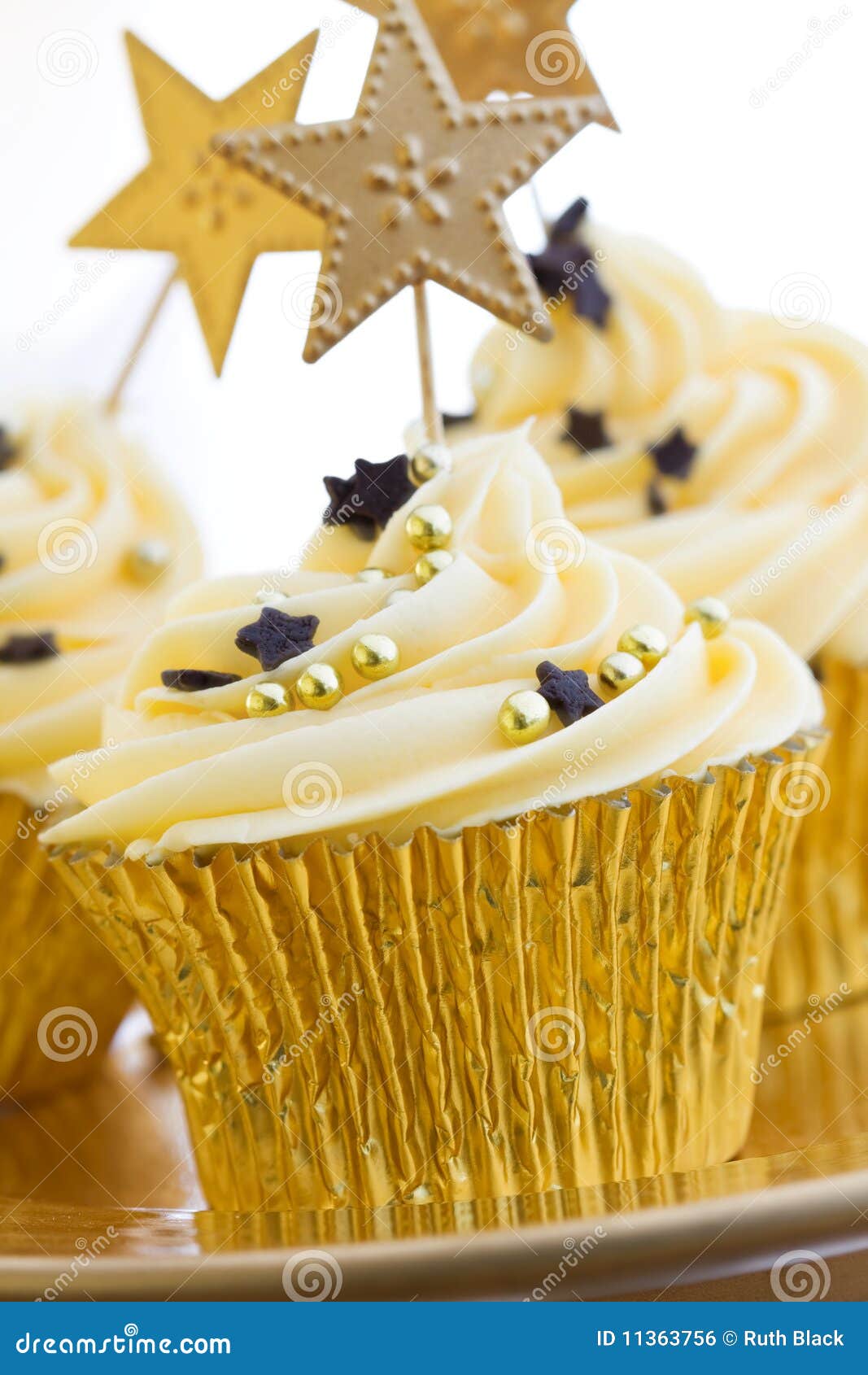 Golden cupcakes stock photo. Image of frosted, baked 11363756