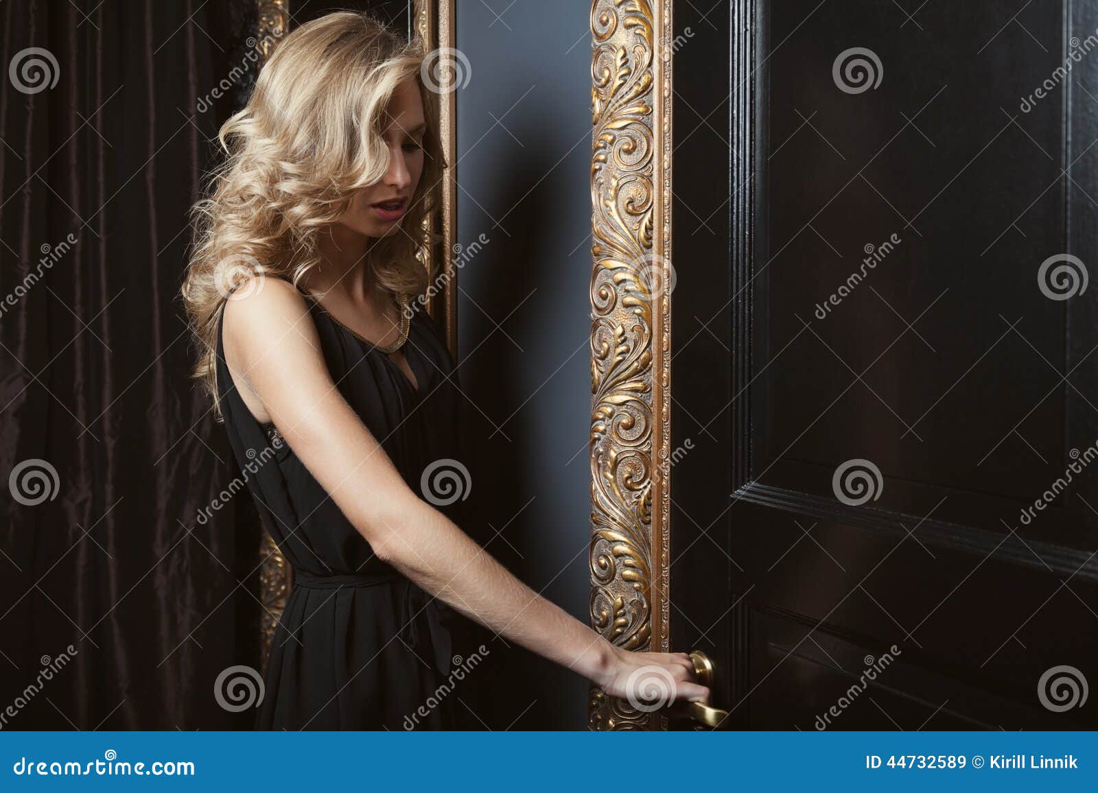 Beautiful woman with golden curls