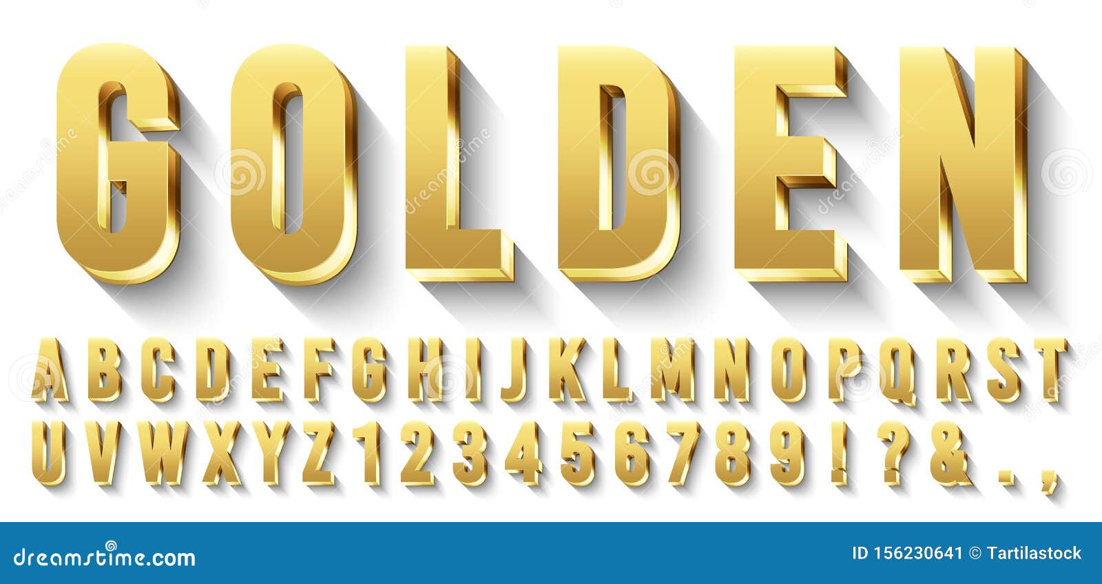 golden 3d font. metallic gold letters, luxury typeface and golds alphabet with shadows  set