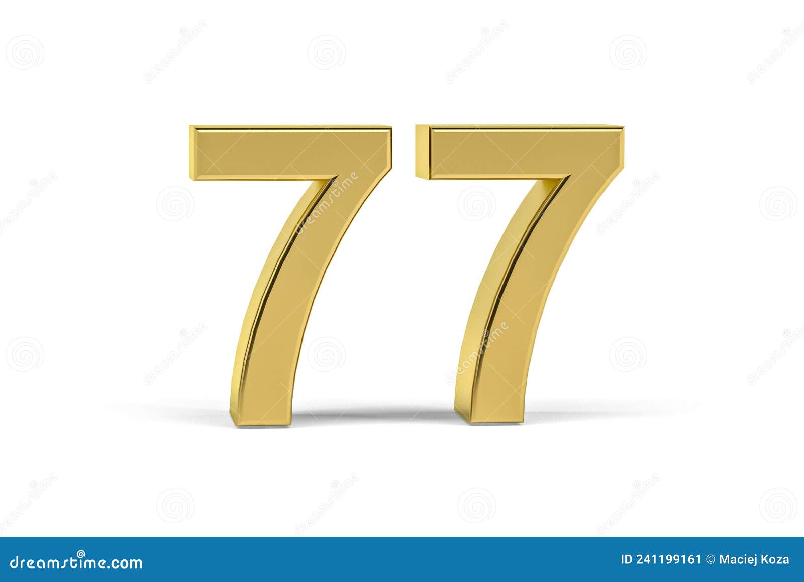 3d golden number 77 isolated on white background Vector Image