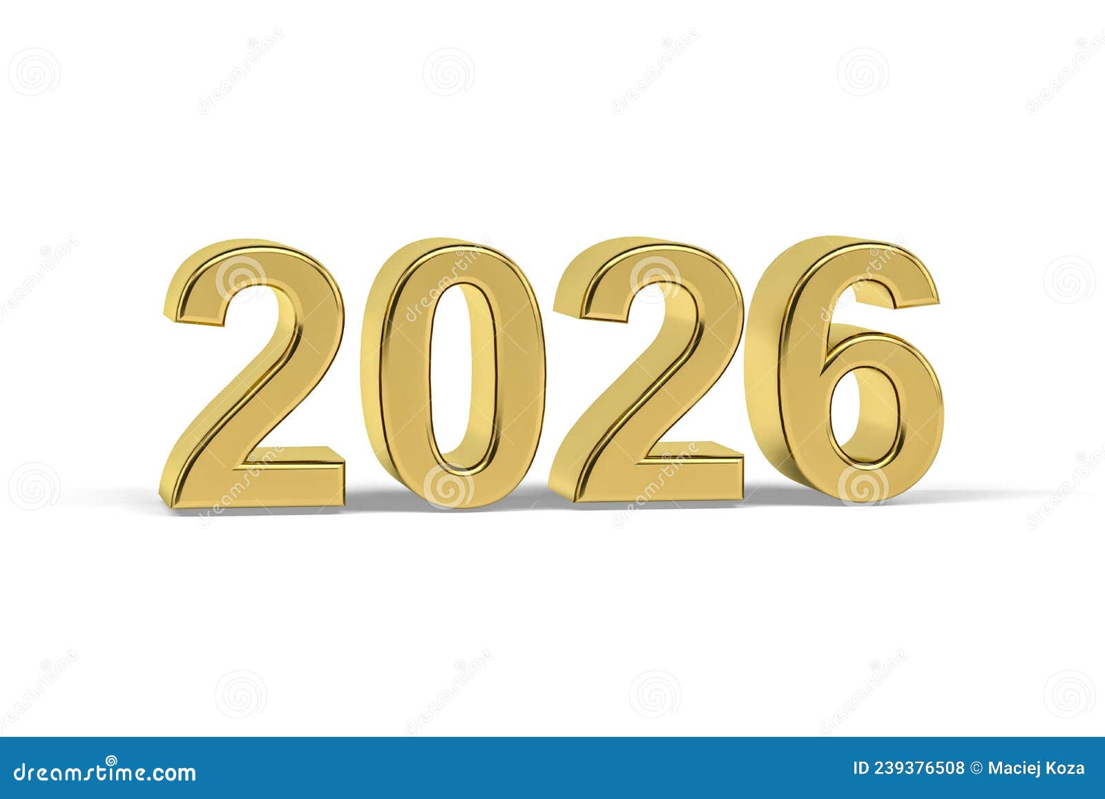 Golden 3d Number 2026 Year 2026 Isolated on White Background Stock Illustration Illustration