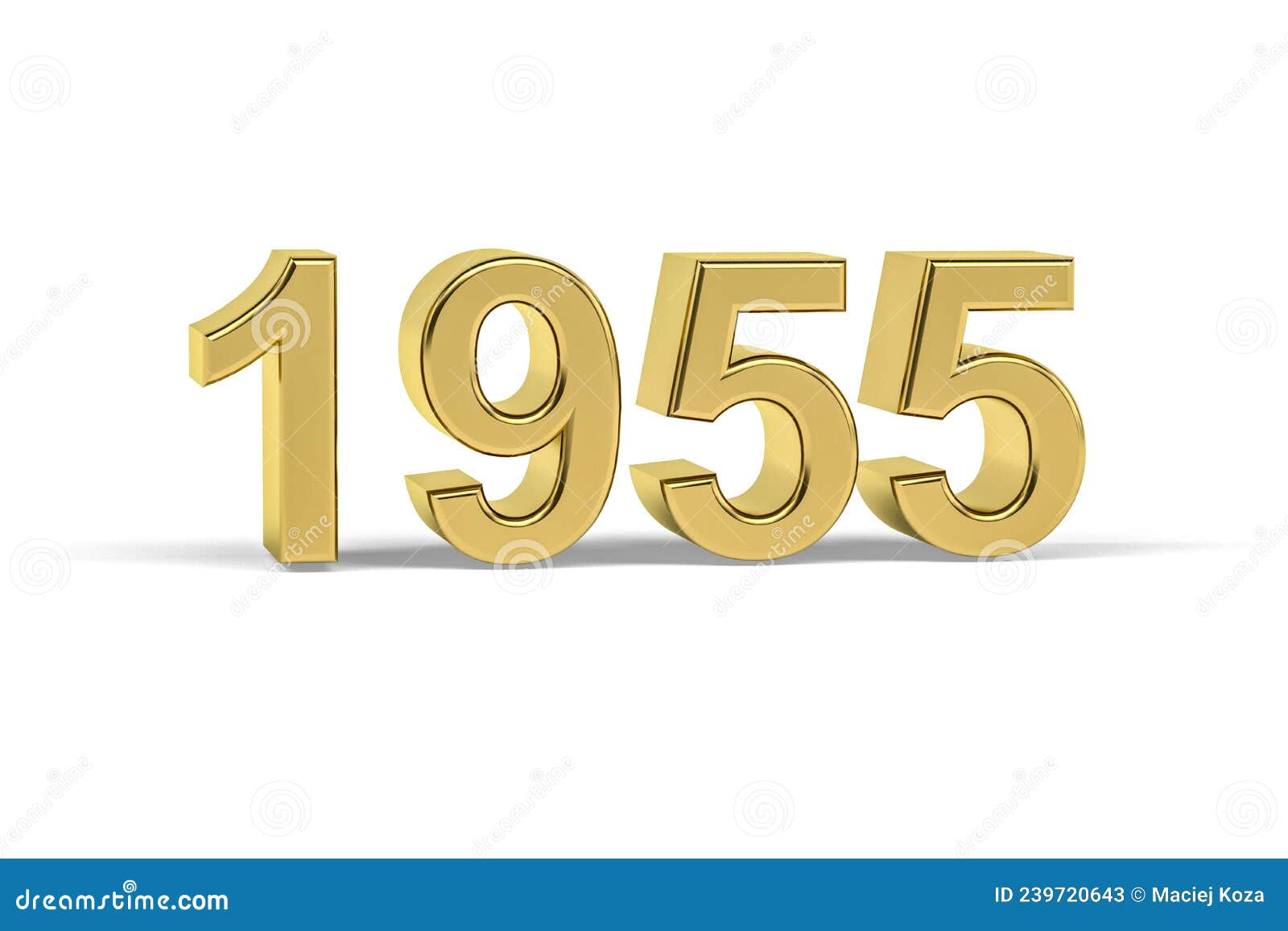 Golden 3d Number 1955 - Year 1955 Isolated on White ...