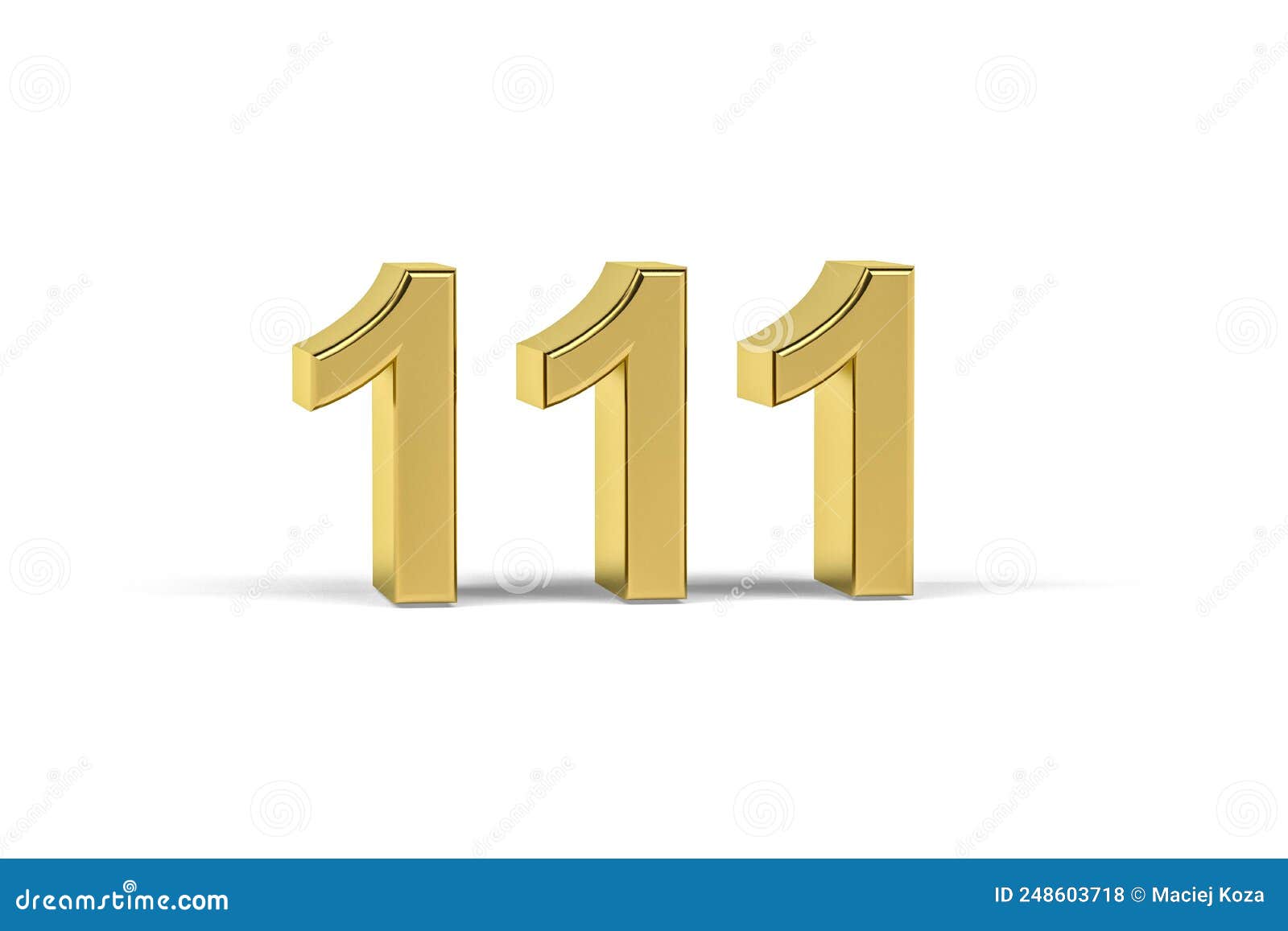 Golden 3d Number 111 Year 111 Isolated on White Background Stock Illustration Illustration