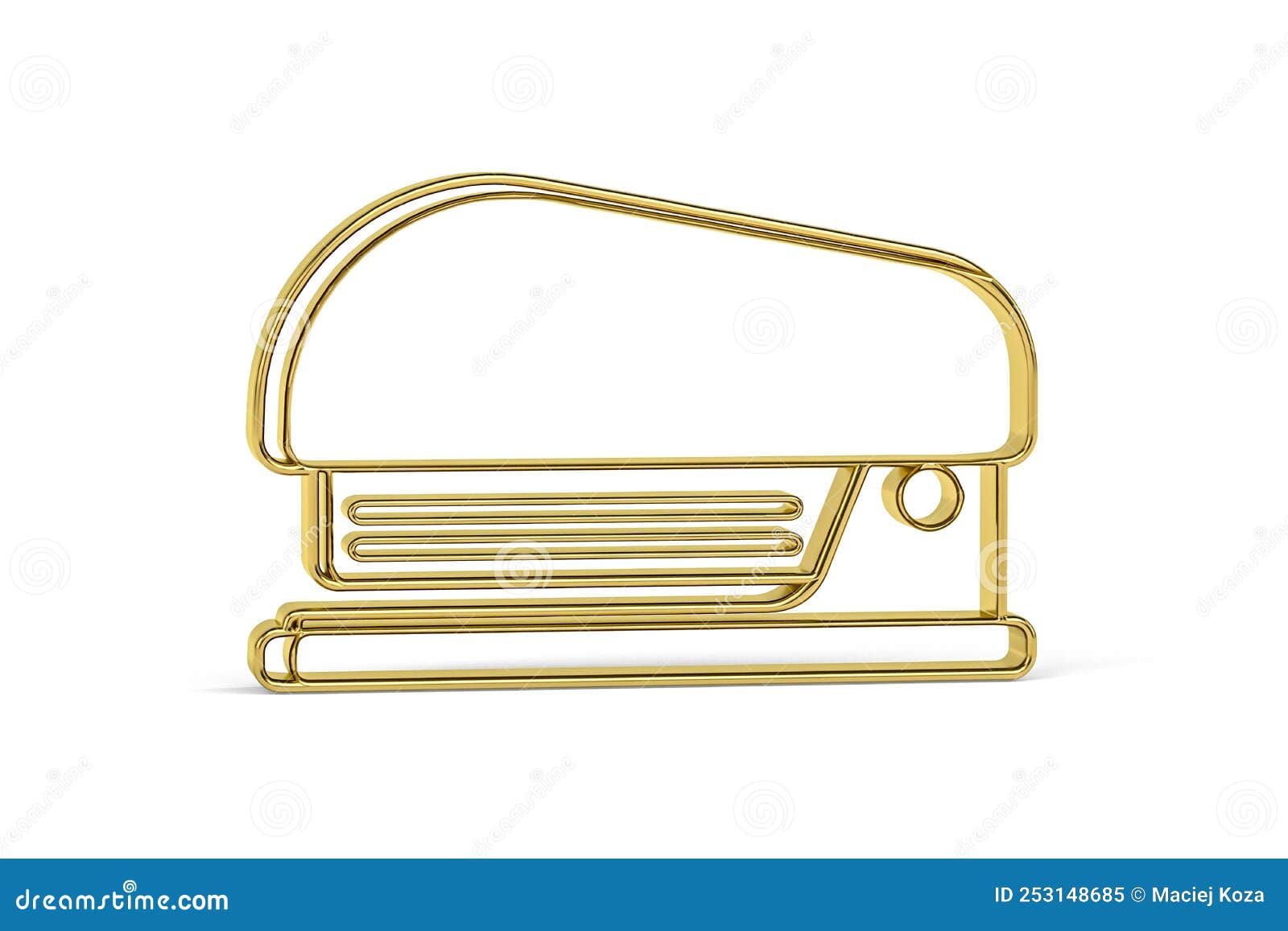 Gold Staples Stapler On White Background Stock Photo 792958849