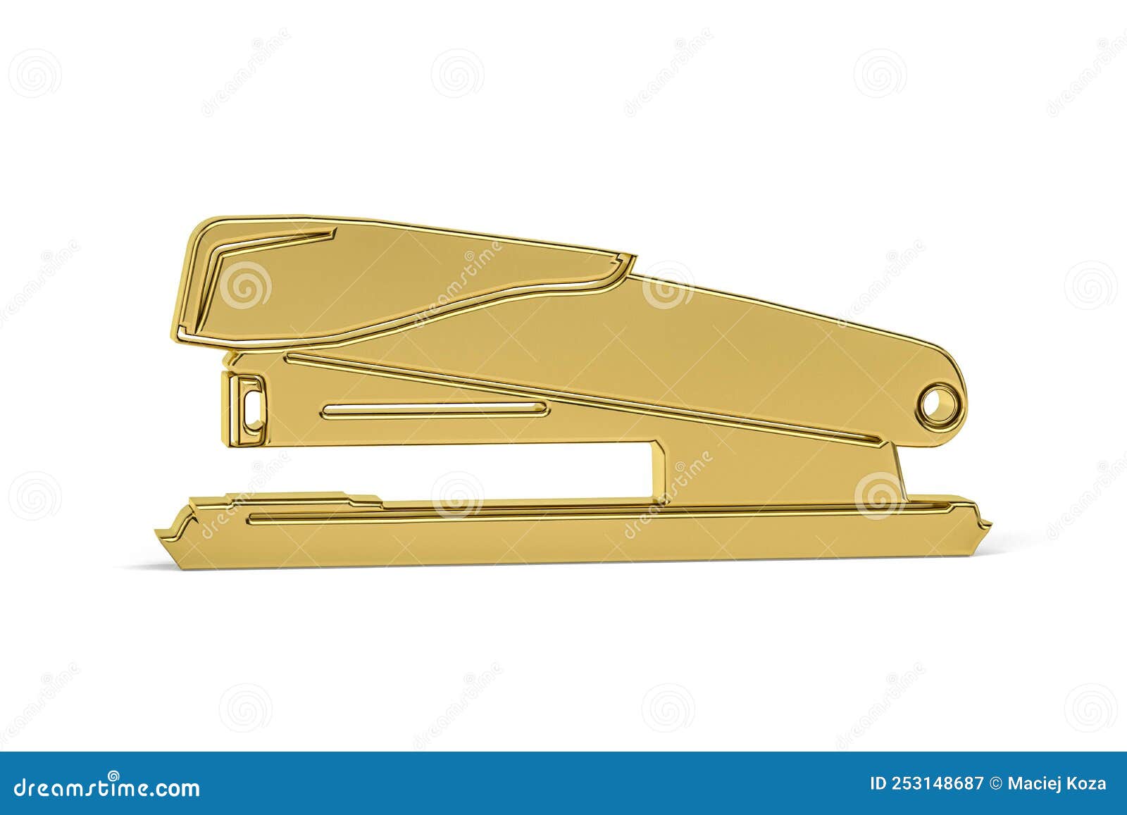 Gold Staples Stapler On White Background Stock Photo 792958849