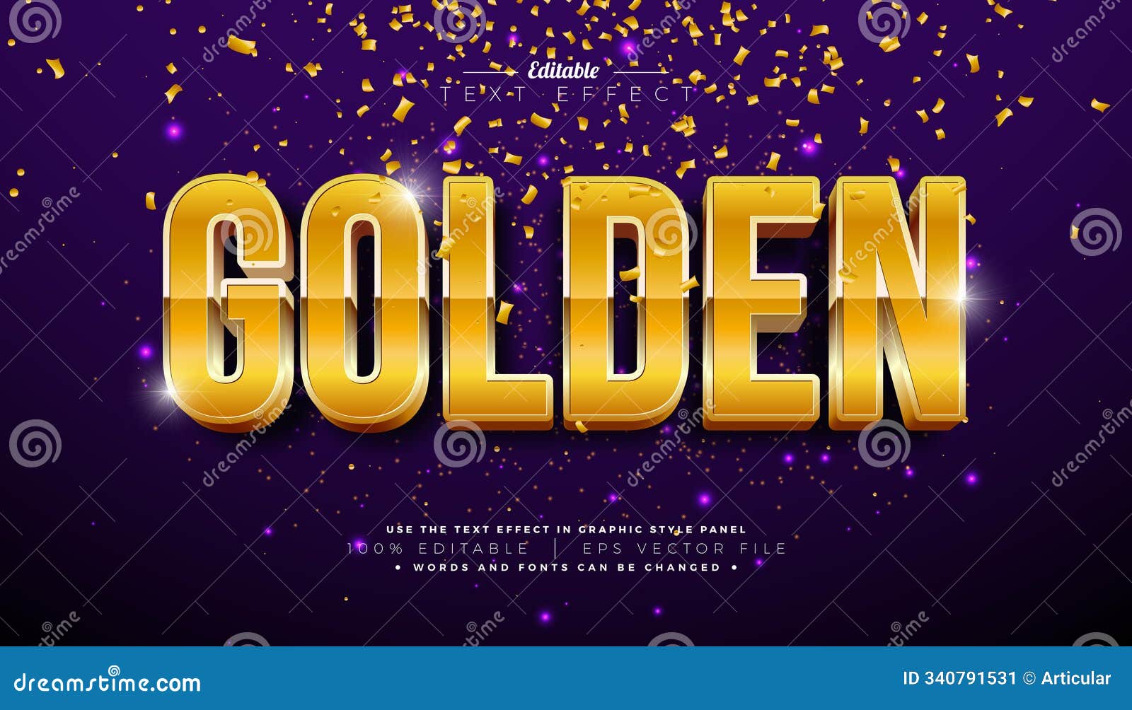 golden 3d text effect  editable and scalable  graphic style effect with gold typography lettering and
