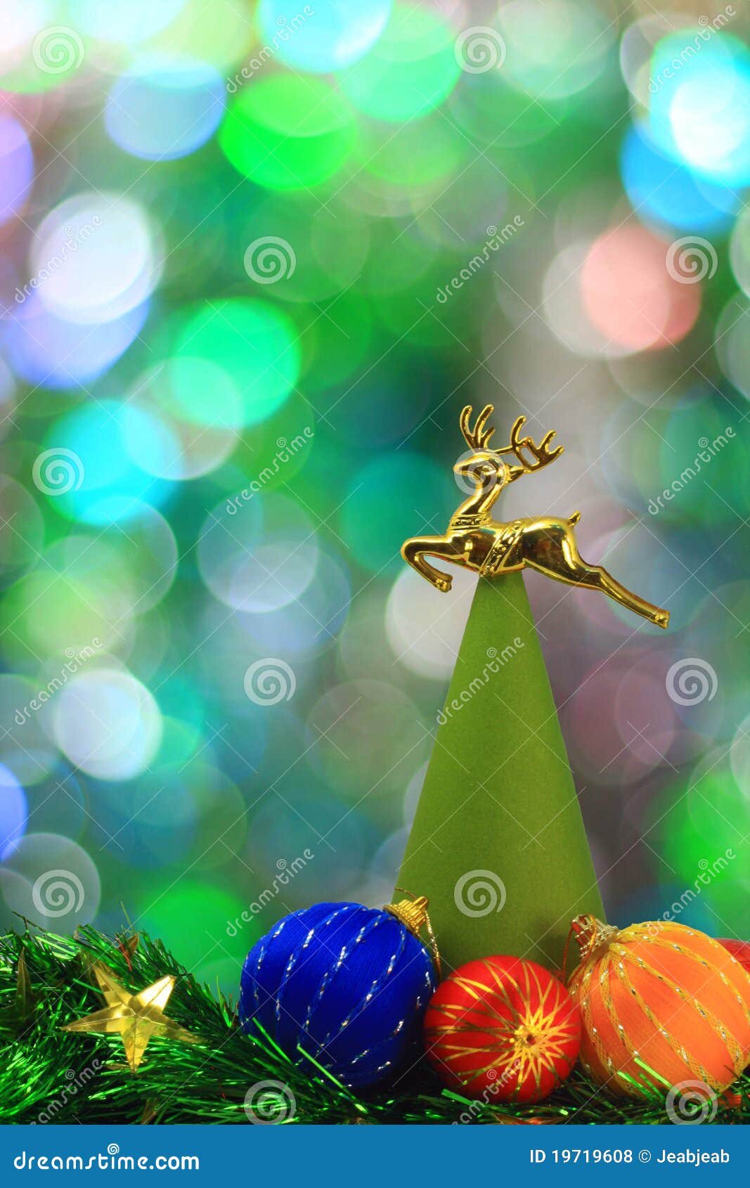 Golden deer stock photo. Image of garland, bright, branch 19719608