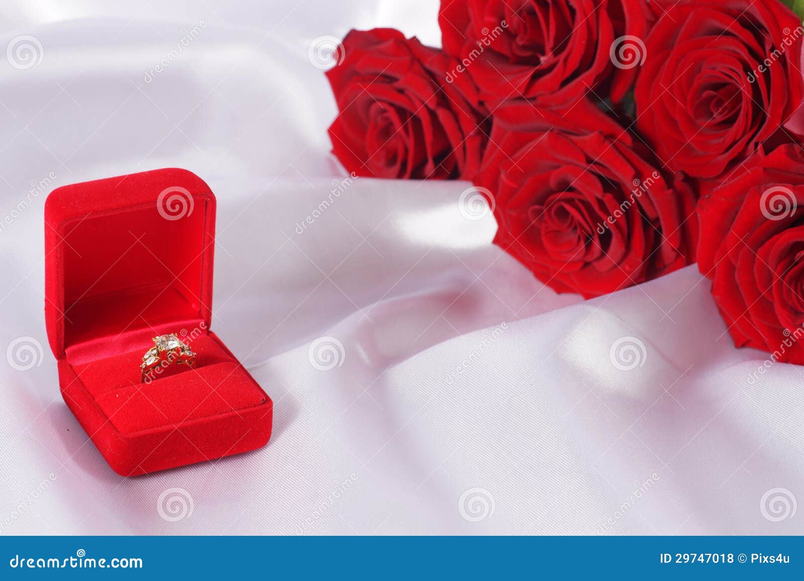 Golden Diamond Ring in Box and Red Rose Stock Photo Image of diamond