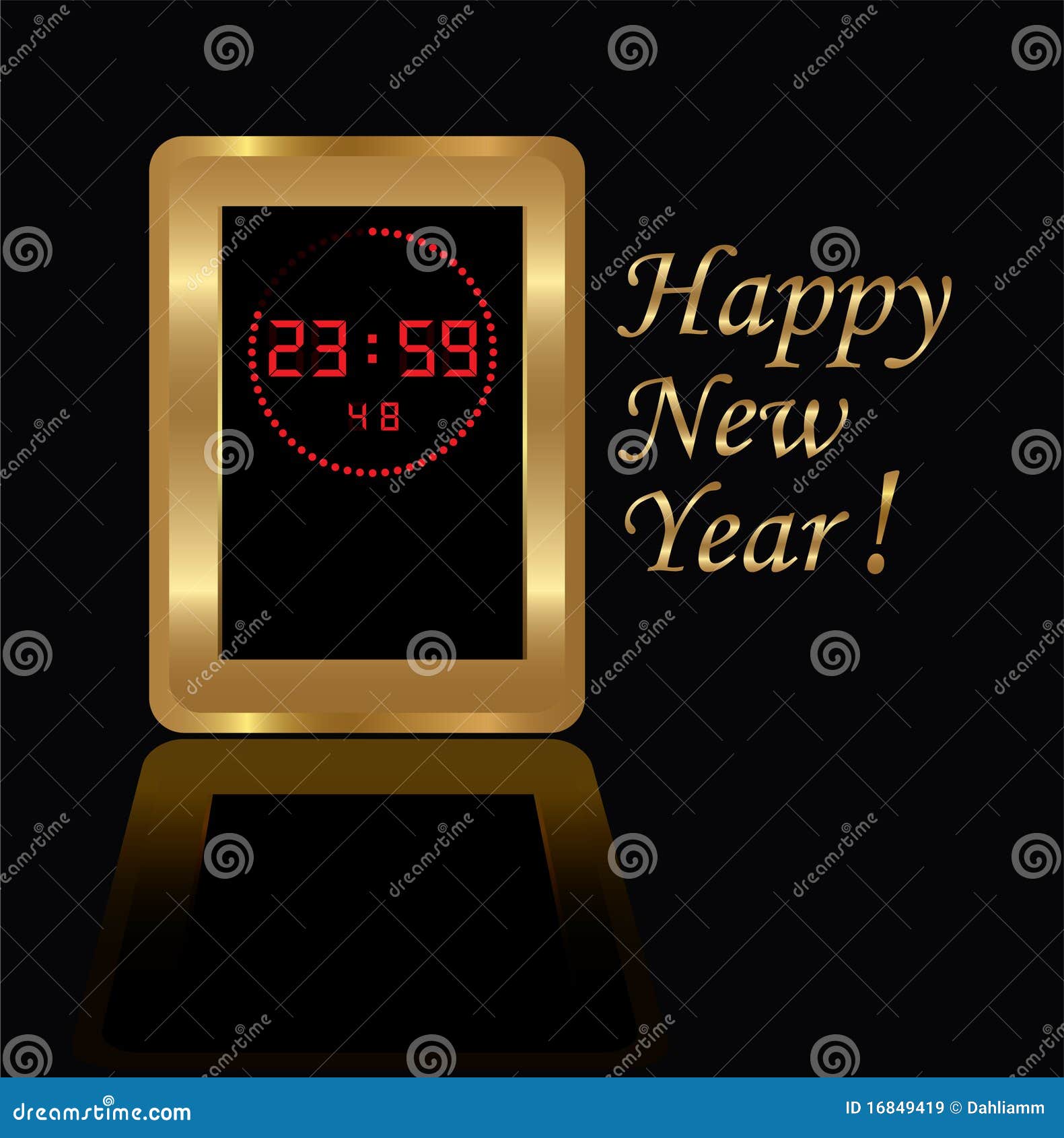 Golden digital clock stock vector. Illustration of eight 16849419