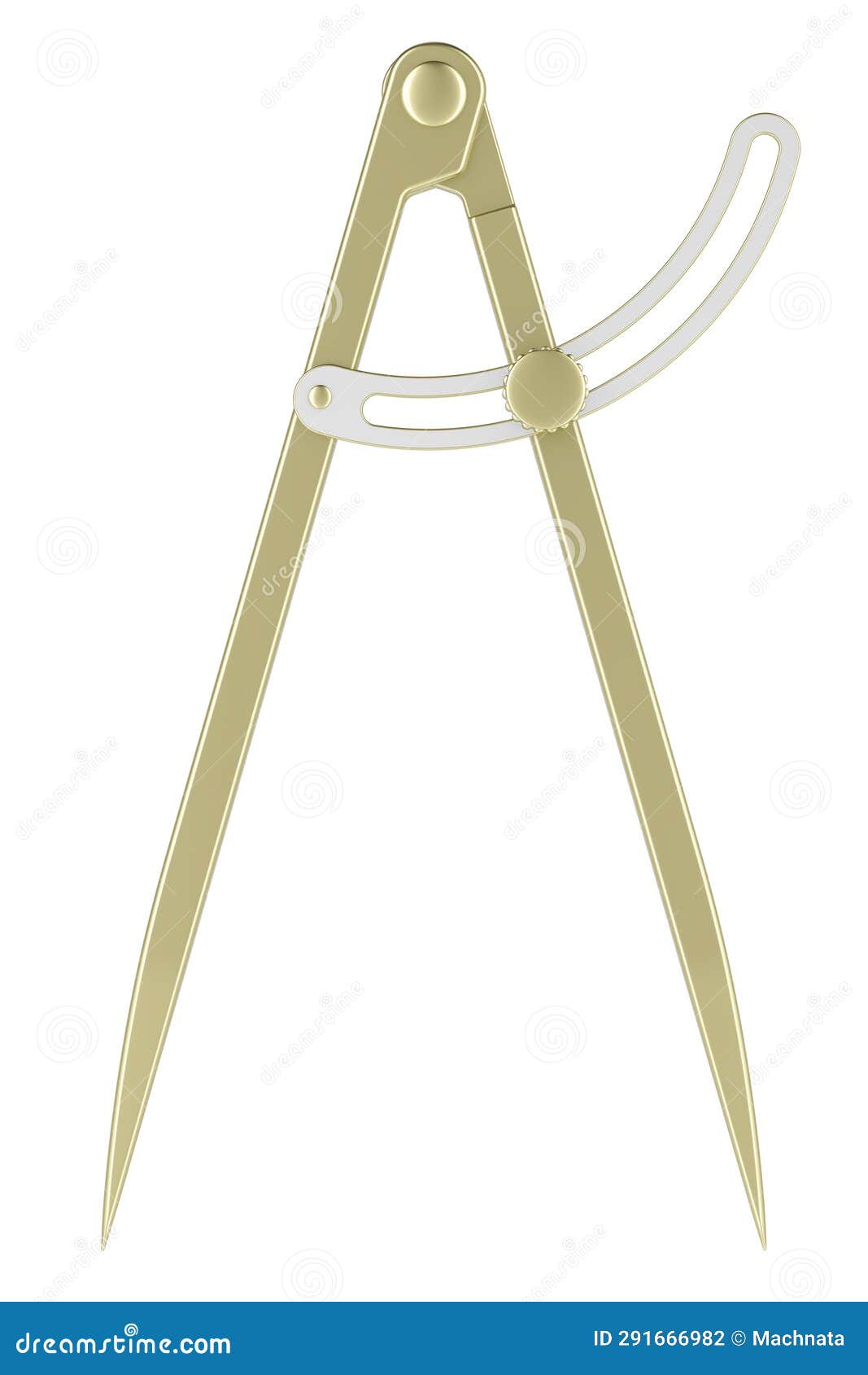 Golden Divider Caliper Compass. 3D Rendering Stock Illustration