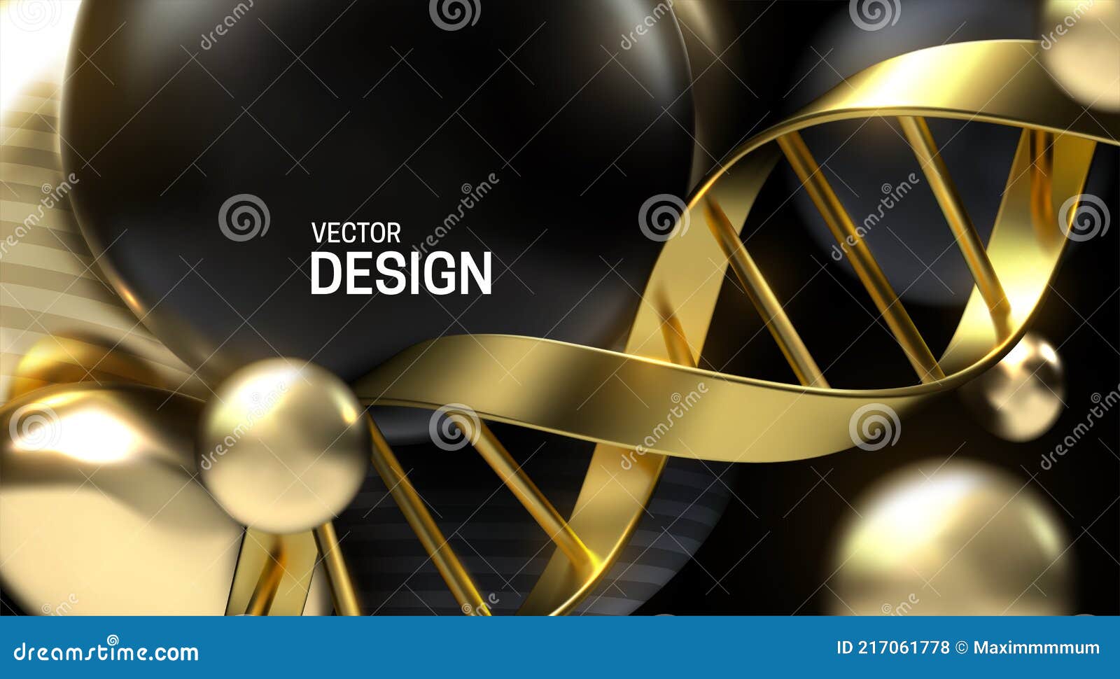 Golden DNA Strand. Vector 3d Illustration. Stock Vector Illustration